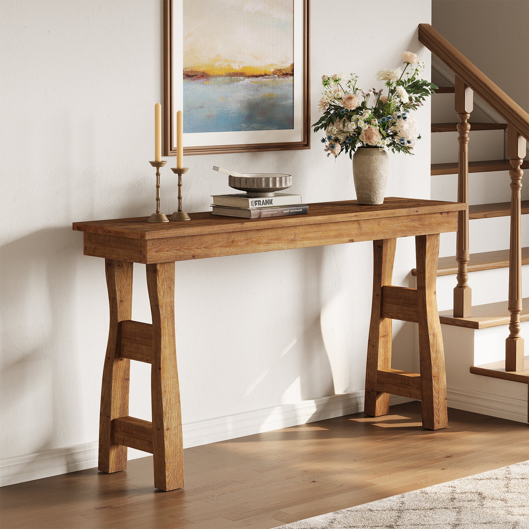 59" Solid Wood Console Table Sofa Table Behind The Couch