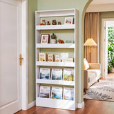 70.8" Slim Bookcase, 5-Tier Bookshelf Wall Mounted Organizer for Living Room & Kitchen 3