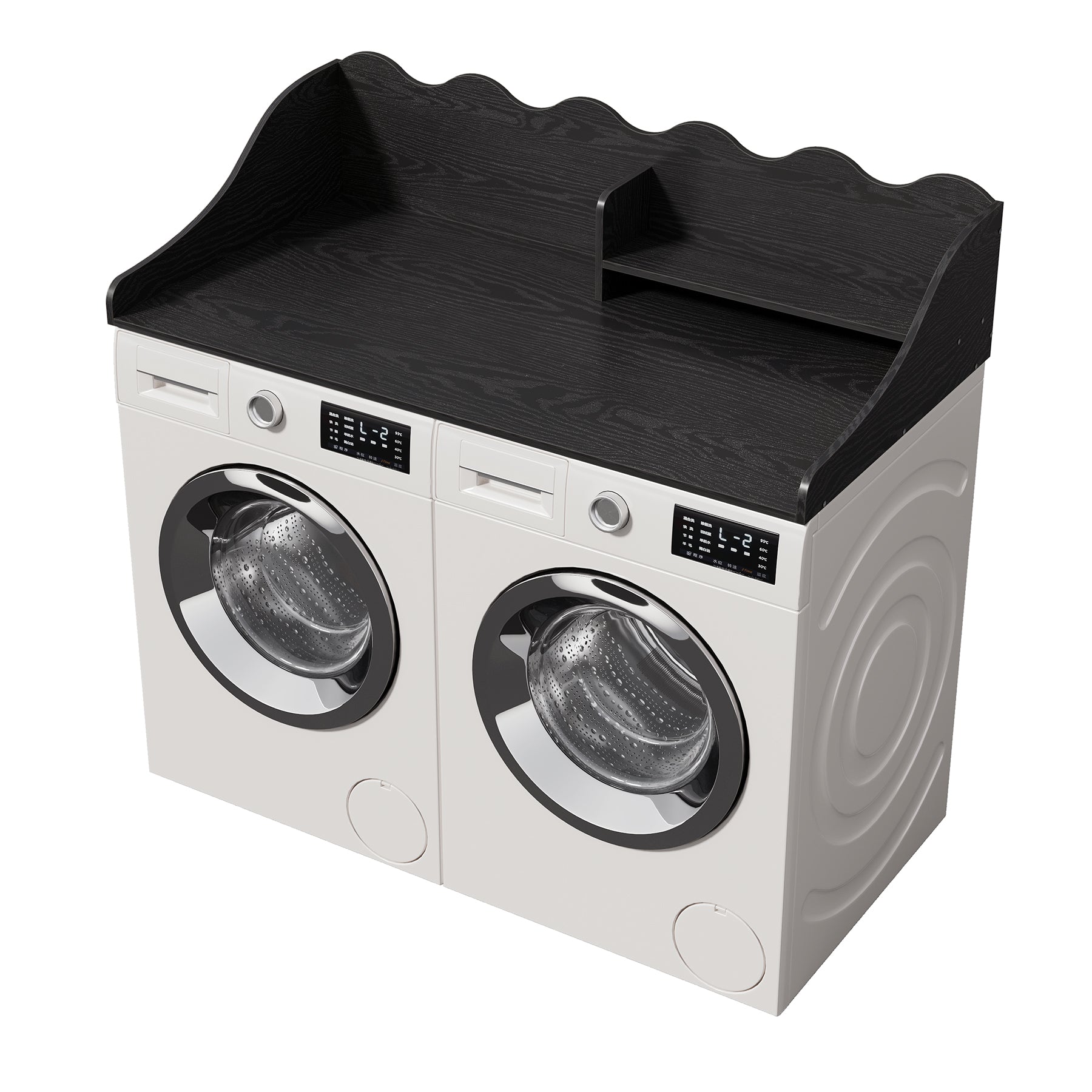 2-Tier Washer Dryer Countertop with Shelf, Wave Edge Laundry Topper for Laundry Room Organization