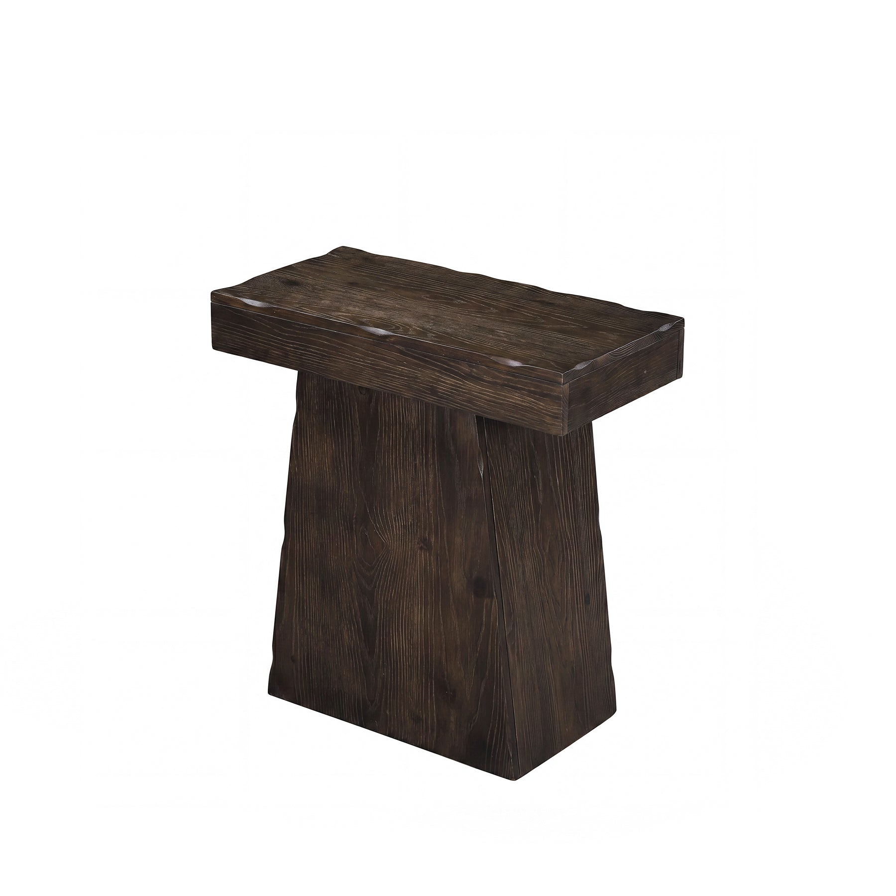 Tribesigns 23.6-Inch Solid End Table, Stable Wood Side Table with Trapezoid Base for Living Room and Small Space