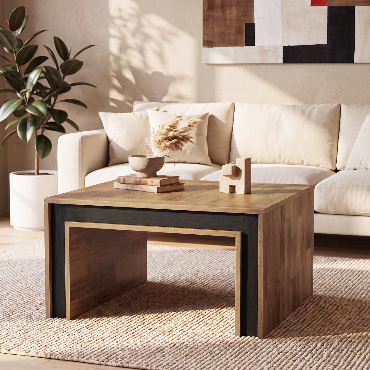 31.5" Square Coffee Table, Modern Center Table with Heavy Duty Base for Living Room