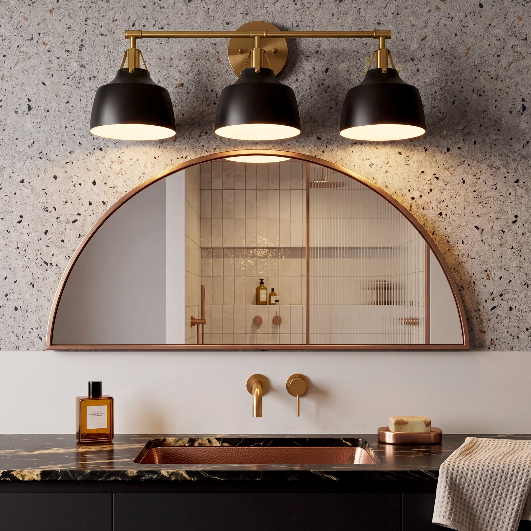 3-Light Bathroom Vanity Light, 24" Wall Light Fixtures with Metal Shade