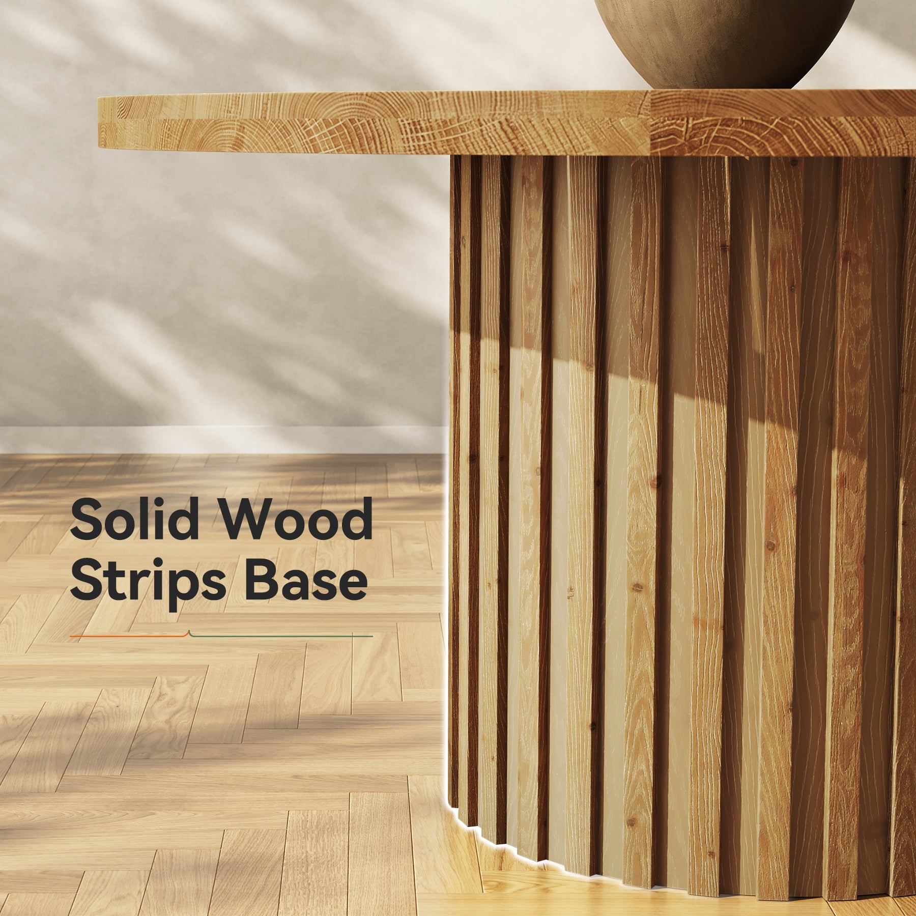 Round Solid Wood Dining Table for 4, 47" Kitchen Table with Fluted Pedestal Base