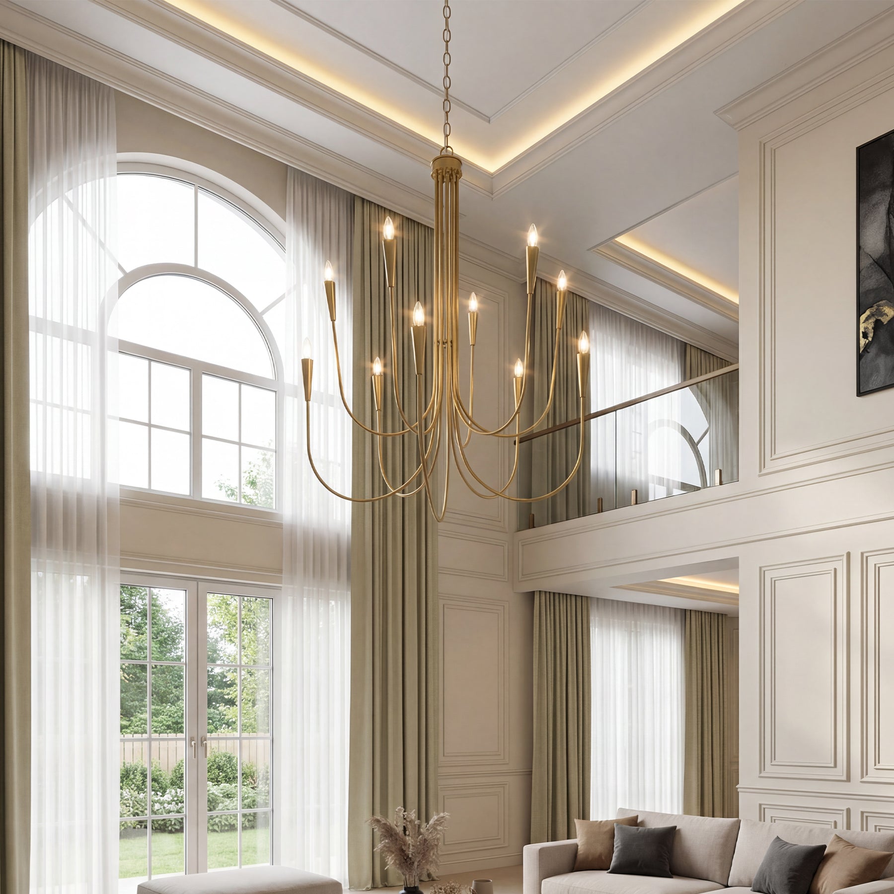 10-Light Modern Chandelier, U-Shaped Arms Pendant Light Fixture