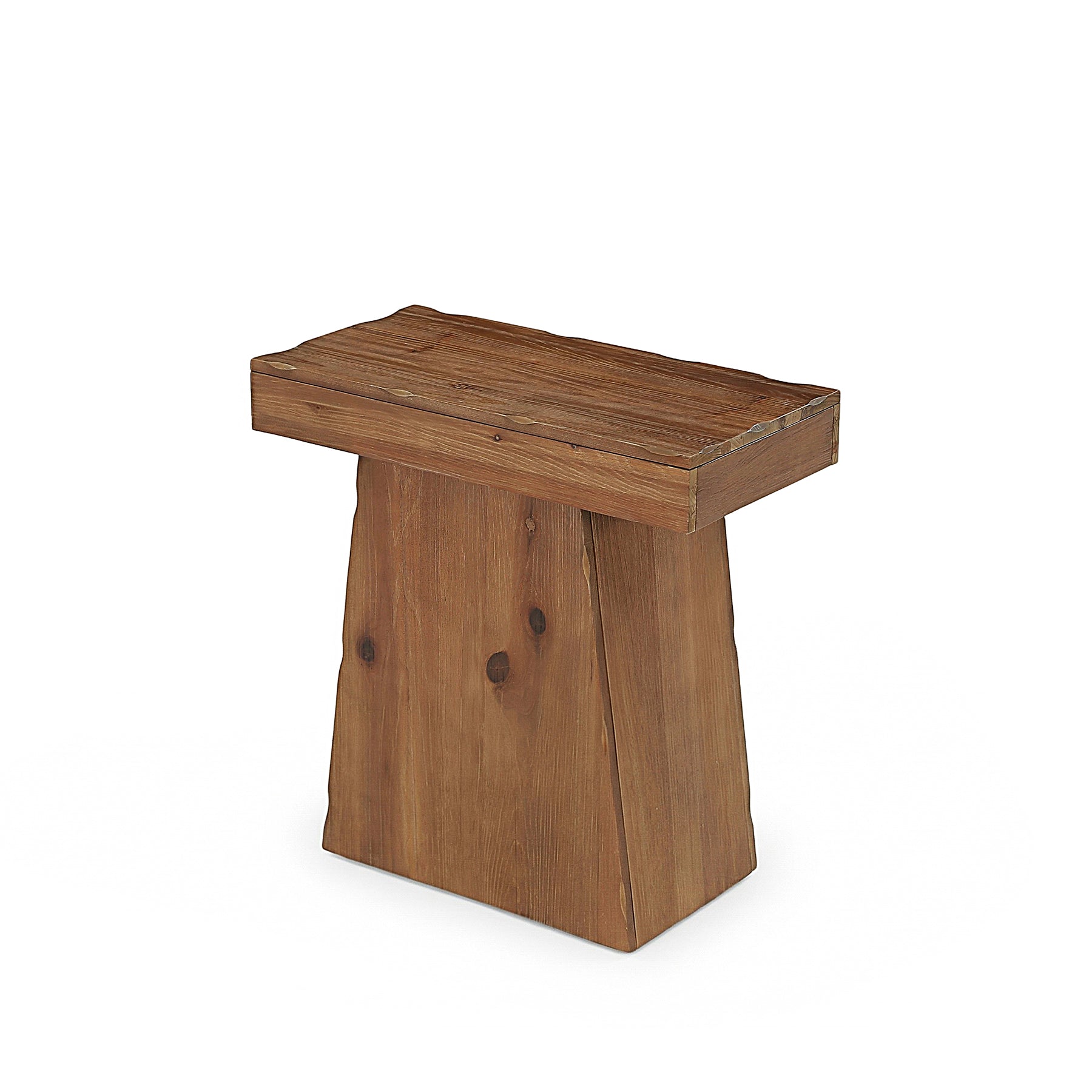 23.6-Inch Solid Wood End Table with Trapezoid Base, Small Walnut Side Taable for Living Room