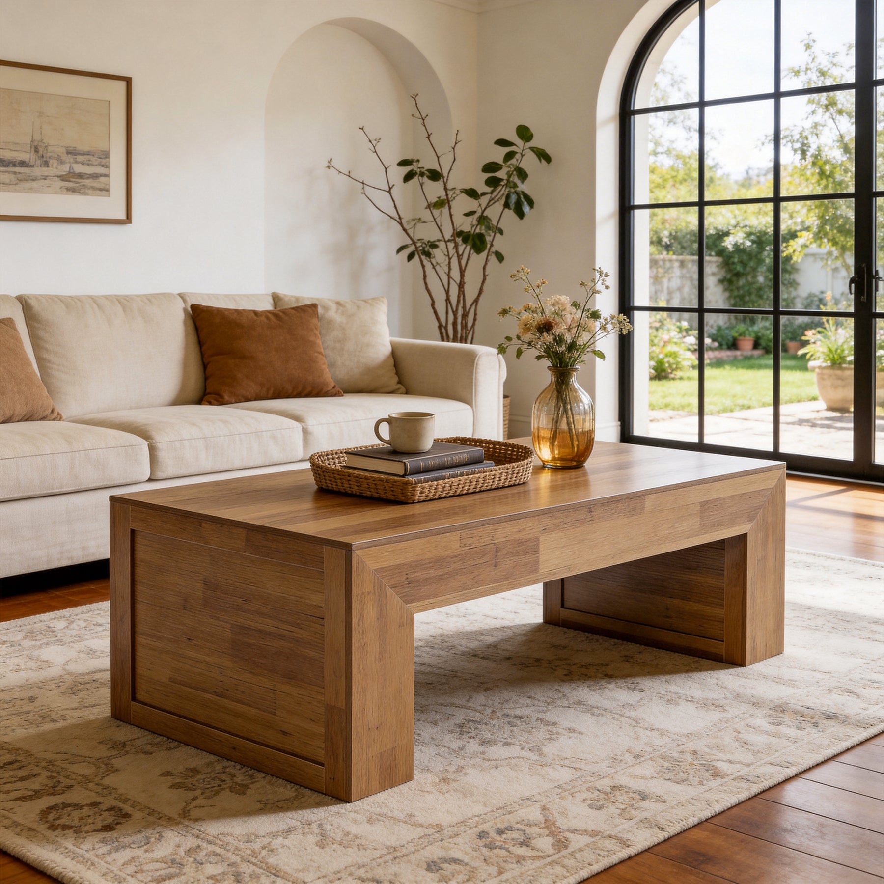 Tribesigns 47" Farmhouse Coffee Table, Wooden Center Table for Living Room