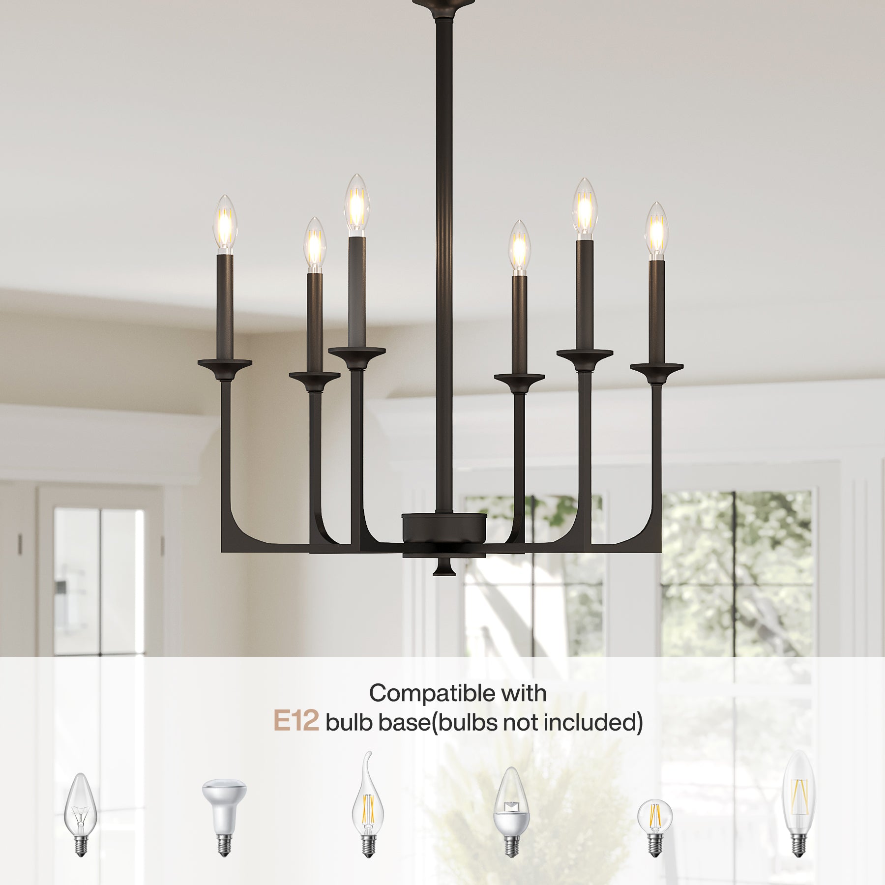 6-Light Chandeliers, 27" Pendant Light Fixtures Industrial Lighting