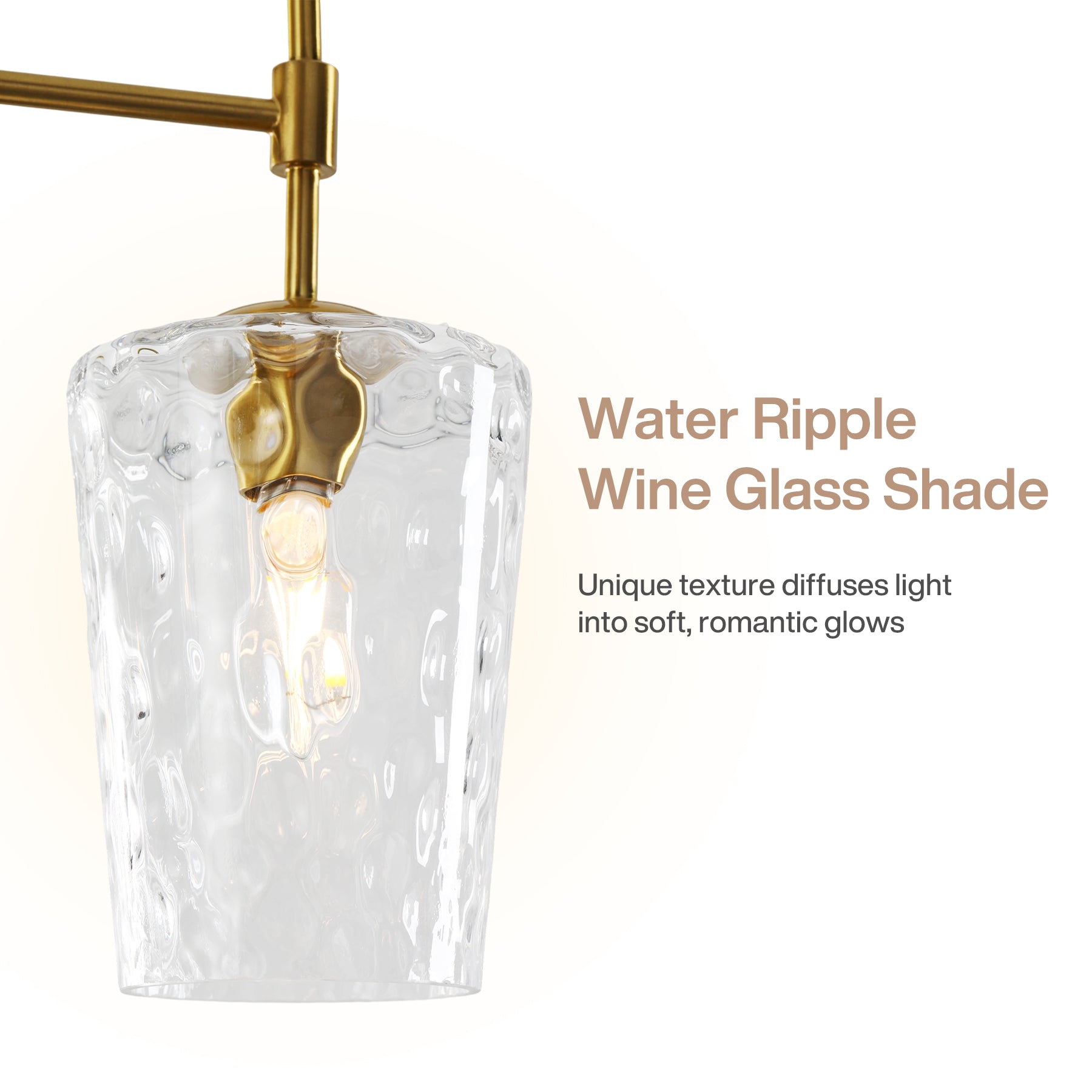 5-Light Chandelier, Modern Pendant Light with Water Ripple Wine Glass Shades