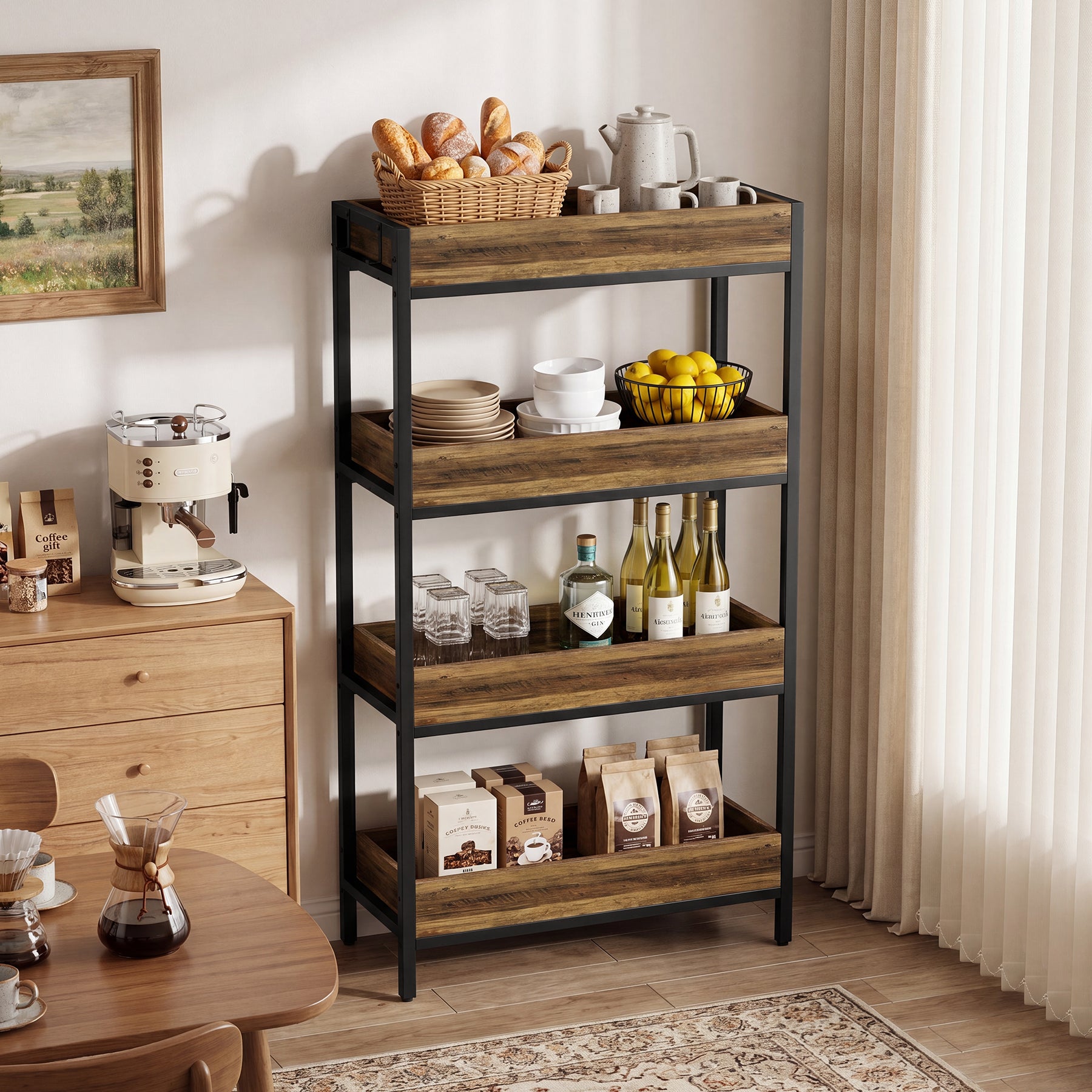 Tribesigns 55.1-Inch 4-Tier Bookshelf with Metal Frame, Free-Standing Bookcase for Living Room and Office