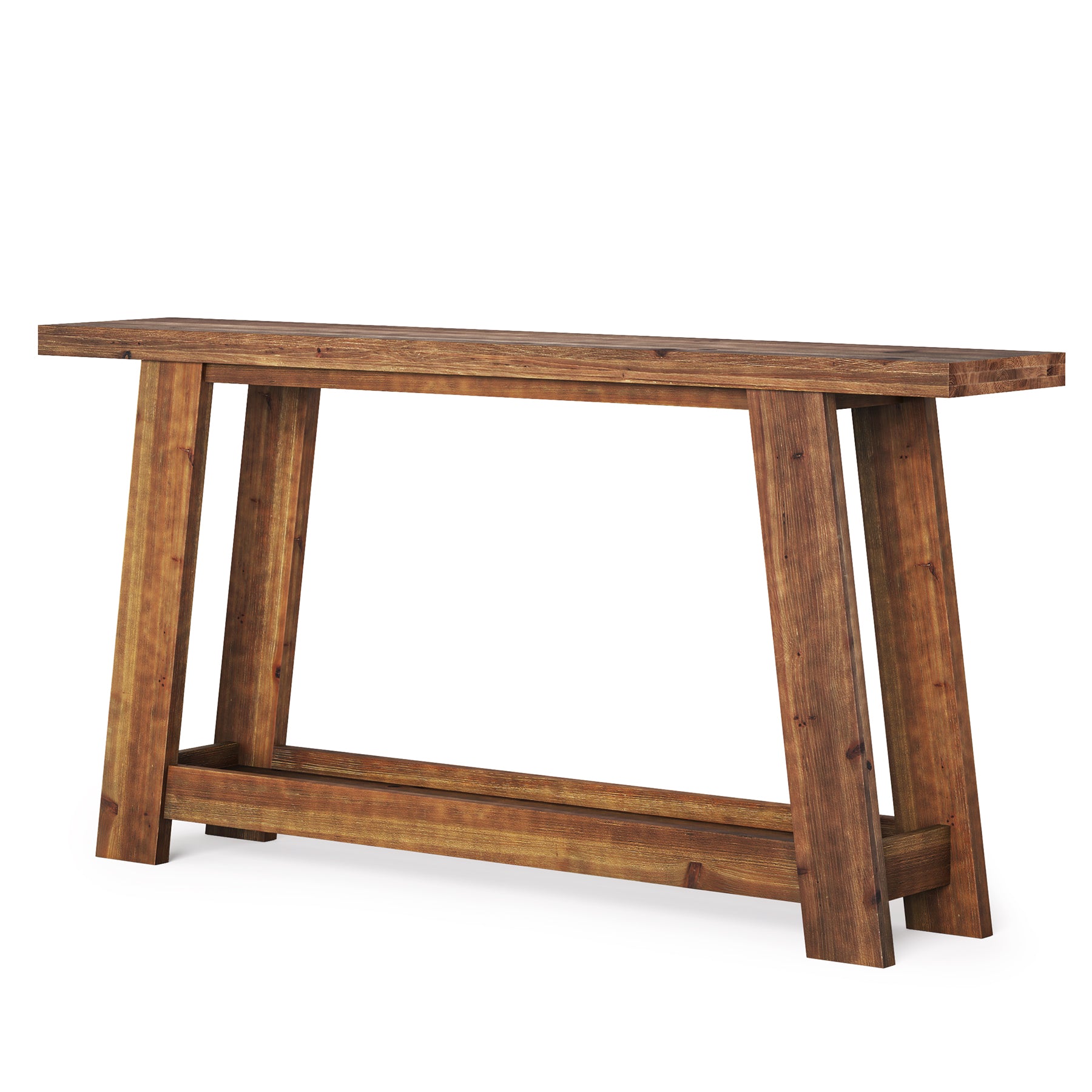 63" Console Table, Farmhouse Wood Sofa Entryway Table with 2-Tier Shelf