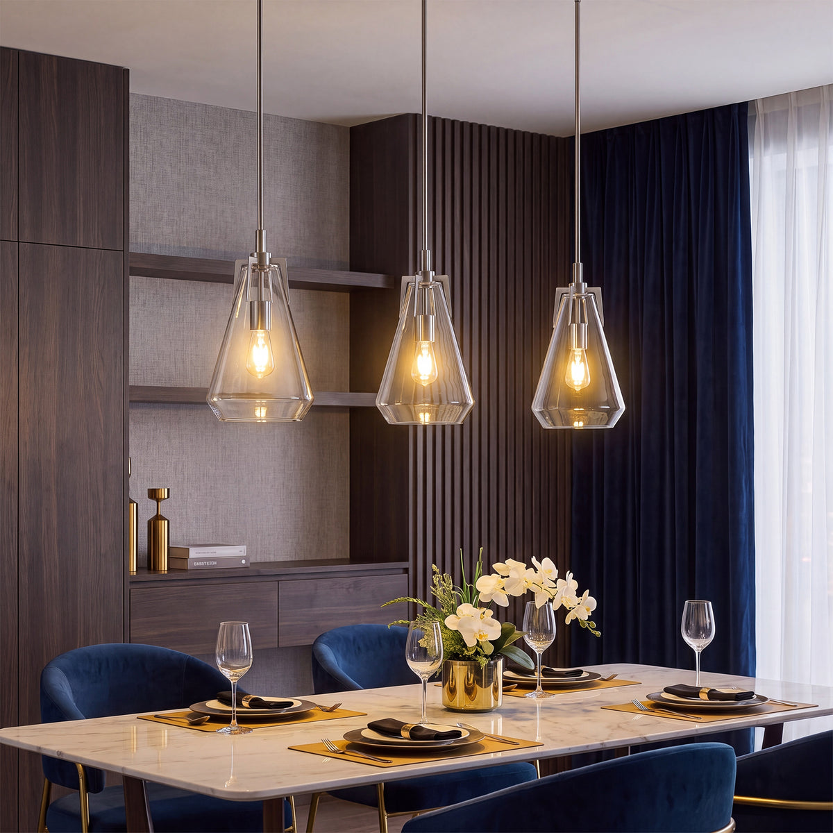 Tribesigns Modern Single Pendant Light with Clear Glass Lampshade