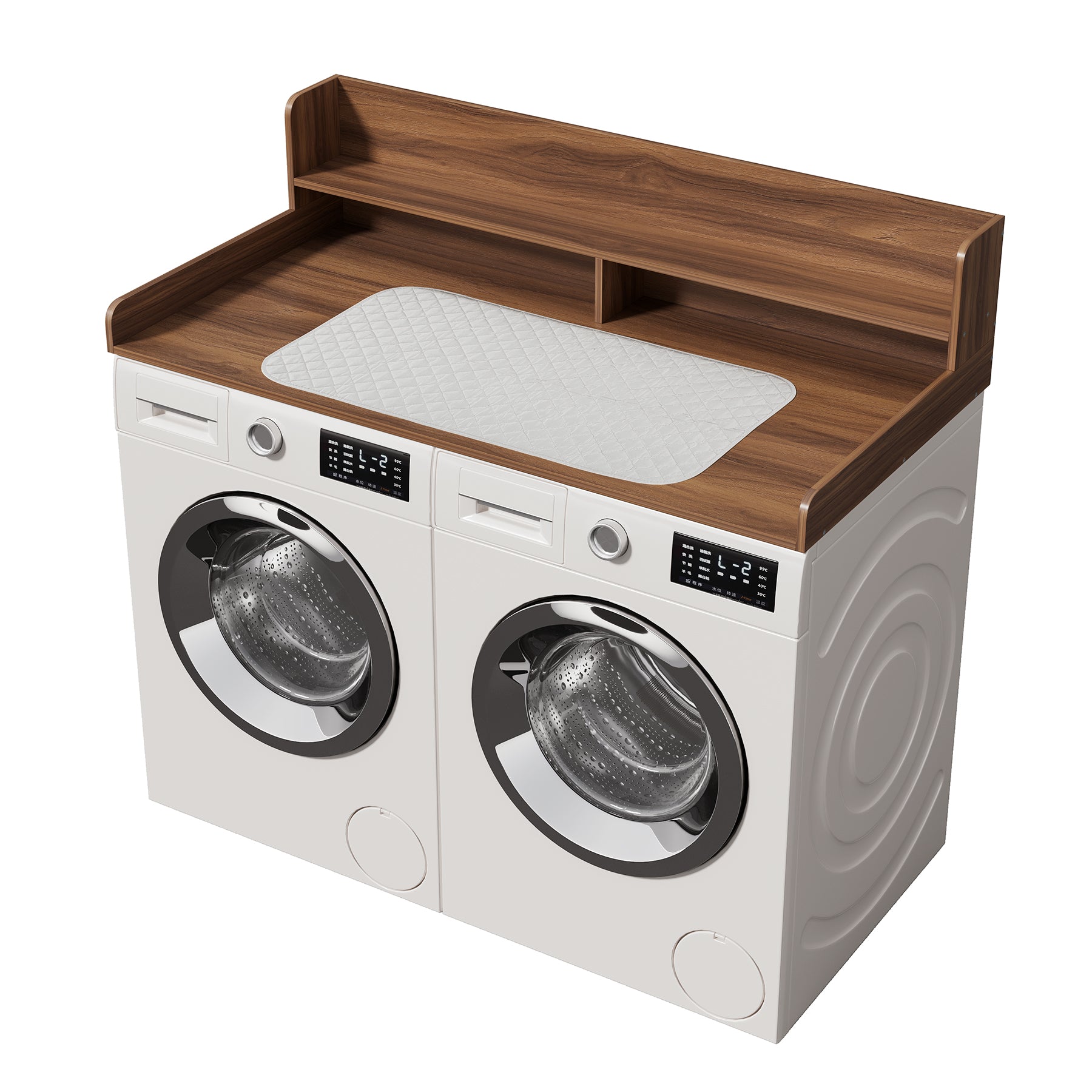 2-Tier Washer Dryer Countertop with Ironing Mat for Laundry Room Organization, Waterproof, Stain-Resistant