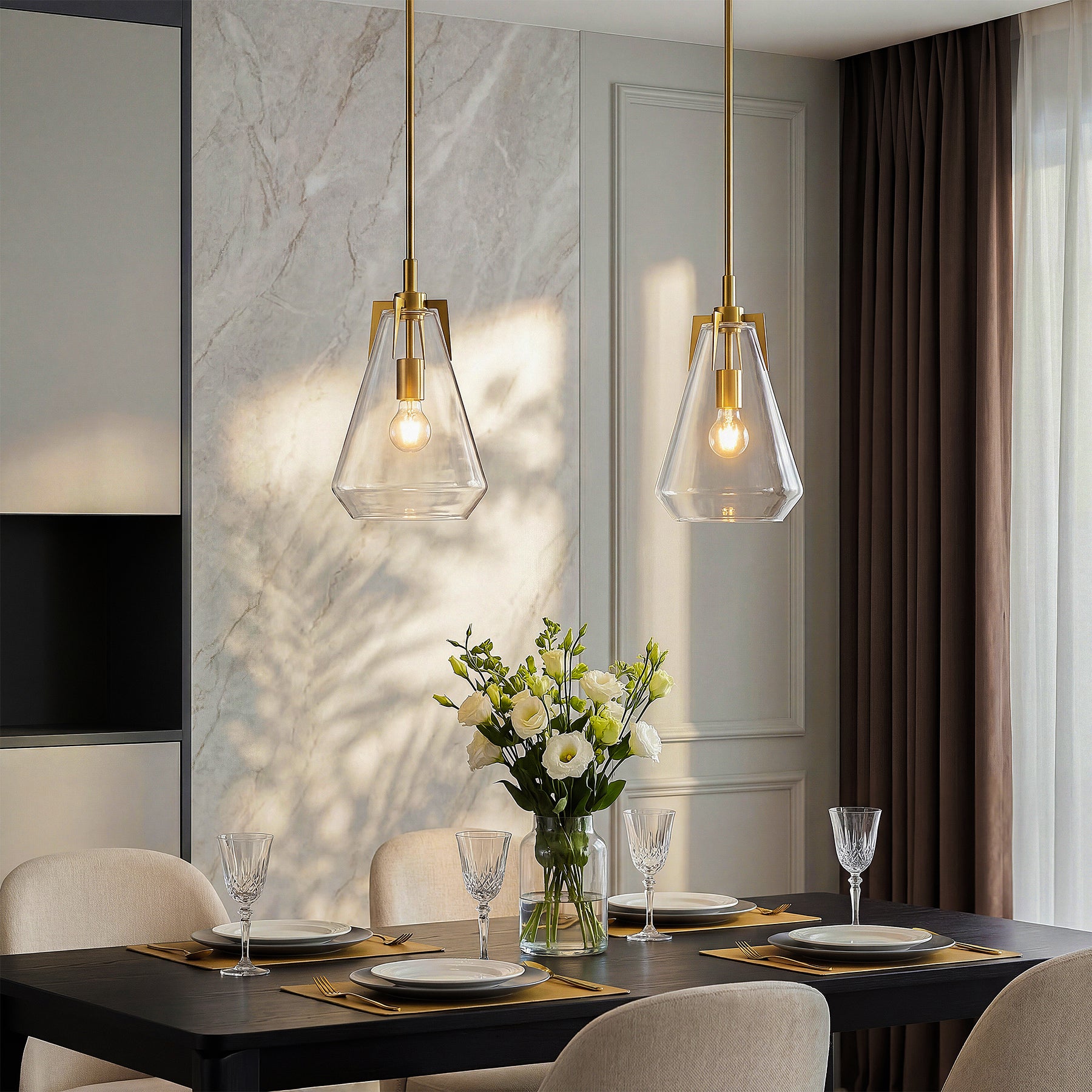 8.5" Single Pendant Light , Modern Hanging Light Fixture with Clear Glass Shade