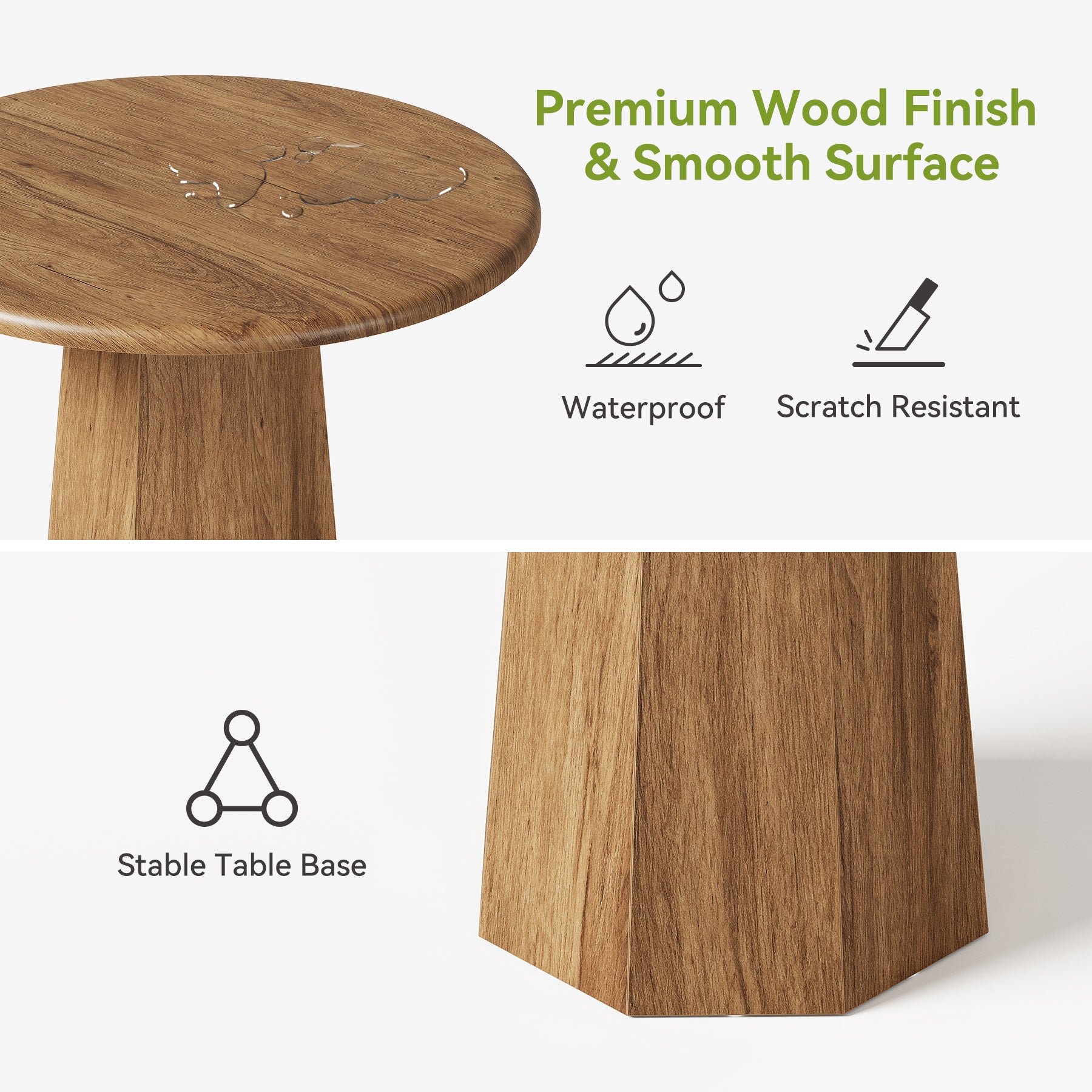 31.5" Round Dining Table for 4, Small Kitchen Table with Octagonal Base for Dining Room