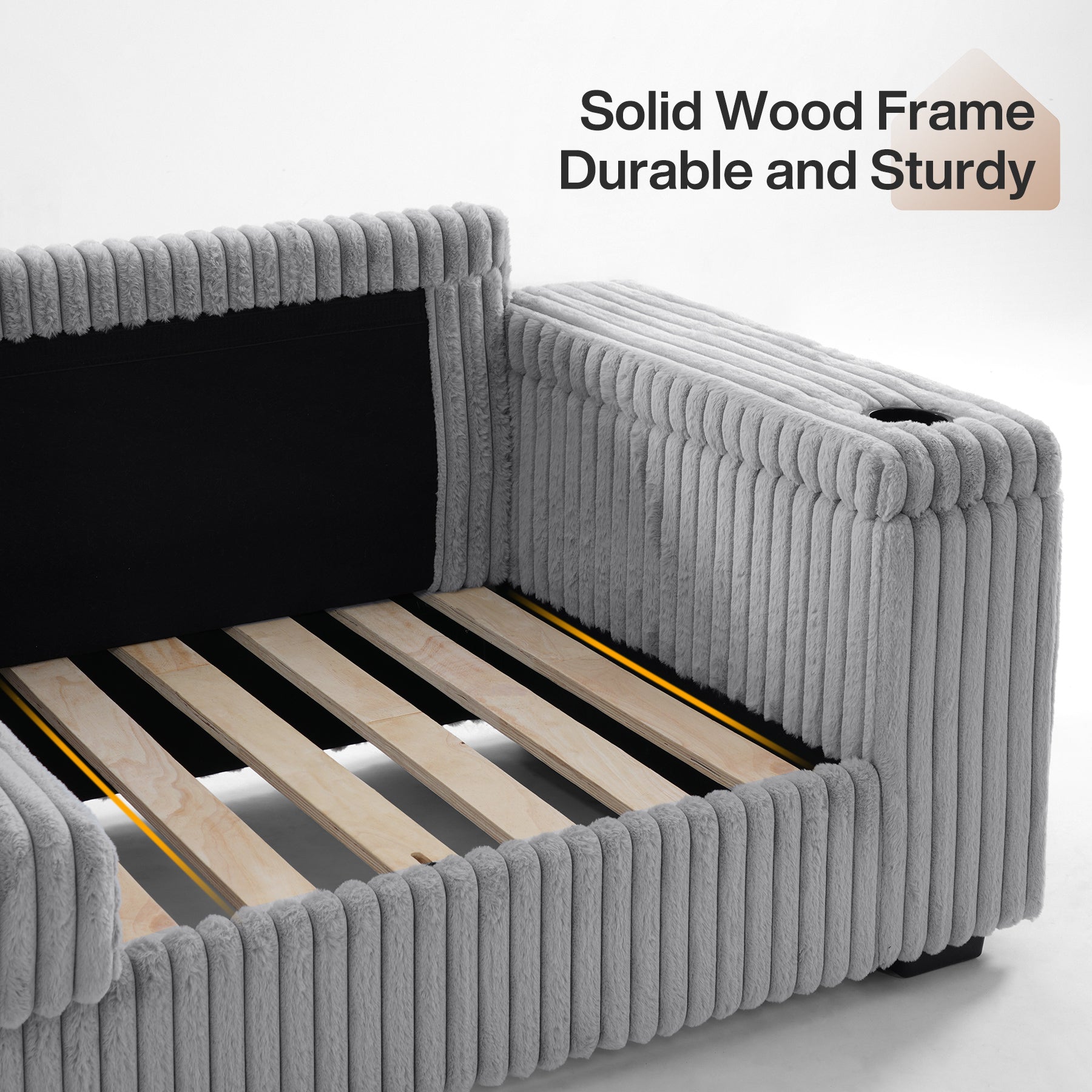 L-Shaped Sectional Sofa, 109.5" Modular Corduroy Couches Seats 5-6 Adults