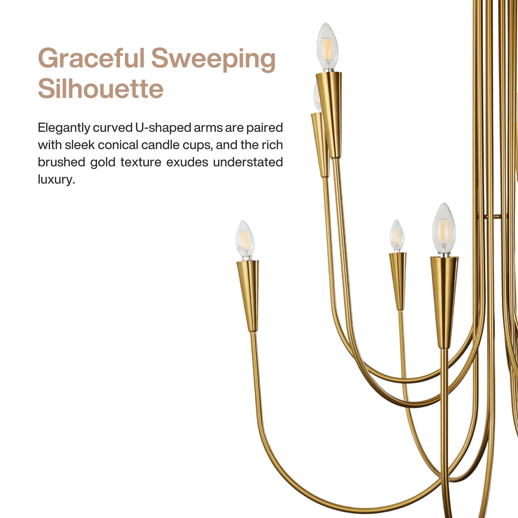 10-Light Modern Chandelier, U-Shaped Arms Pendant Light Fixture