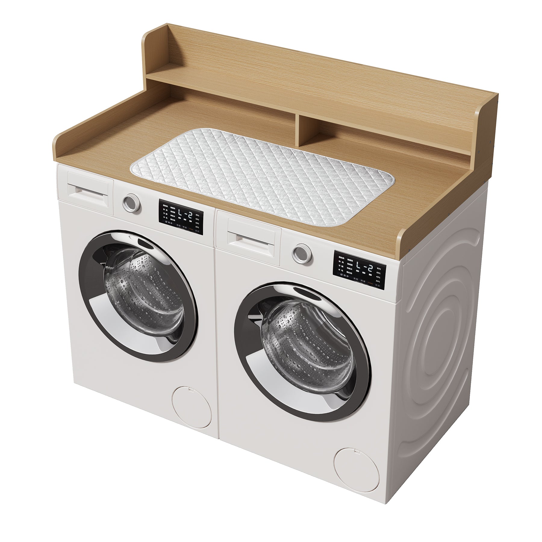 2-Tier Washer Dryer Countertop with Ironing Mat for Laundry Room Organization, Waterproof, Stain-Resistant