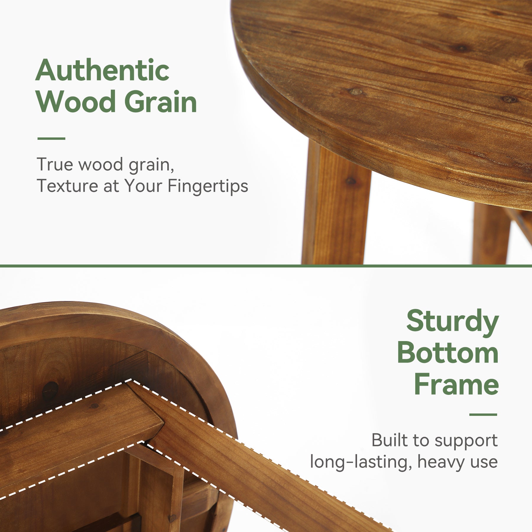 Solid Wood Round Dining Table, 31.5" Farmhouse Kitchen Table for 2-4