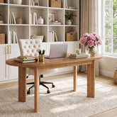 63" Oval Executive Desk, Office Solid Wood Computer Desk with Reinforced Frame 3