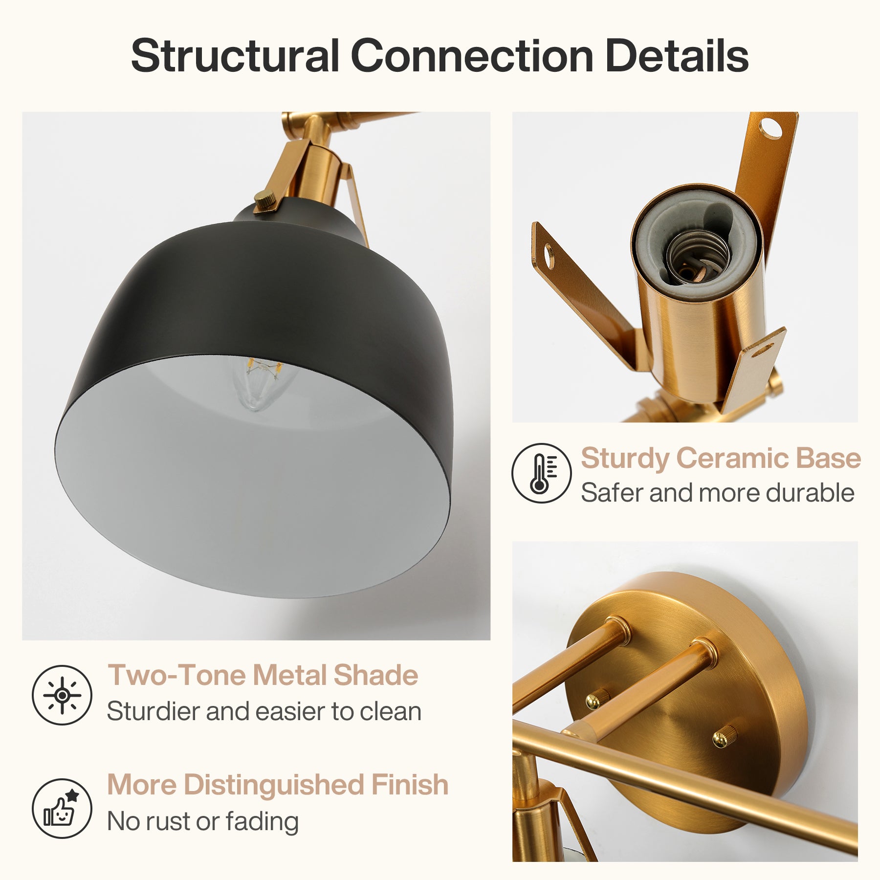 3-Light Bathroom Vanity Light, 24" Wall Light Fixtures with Metal Shade