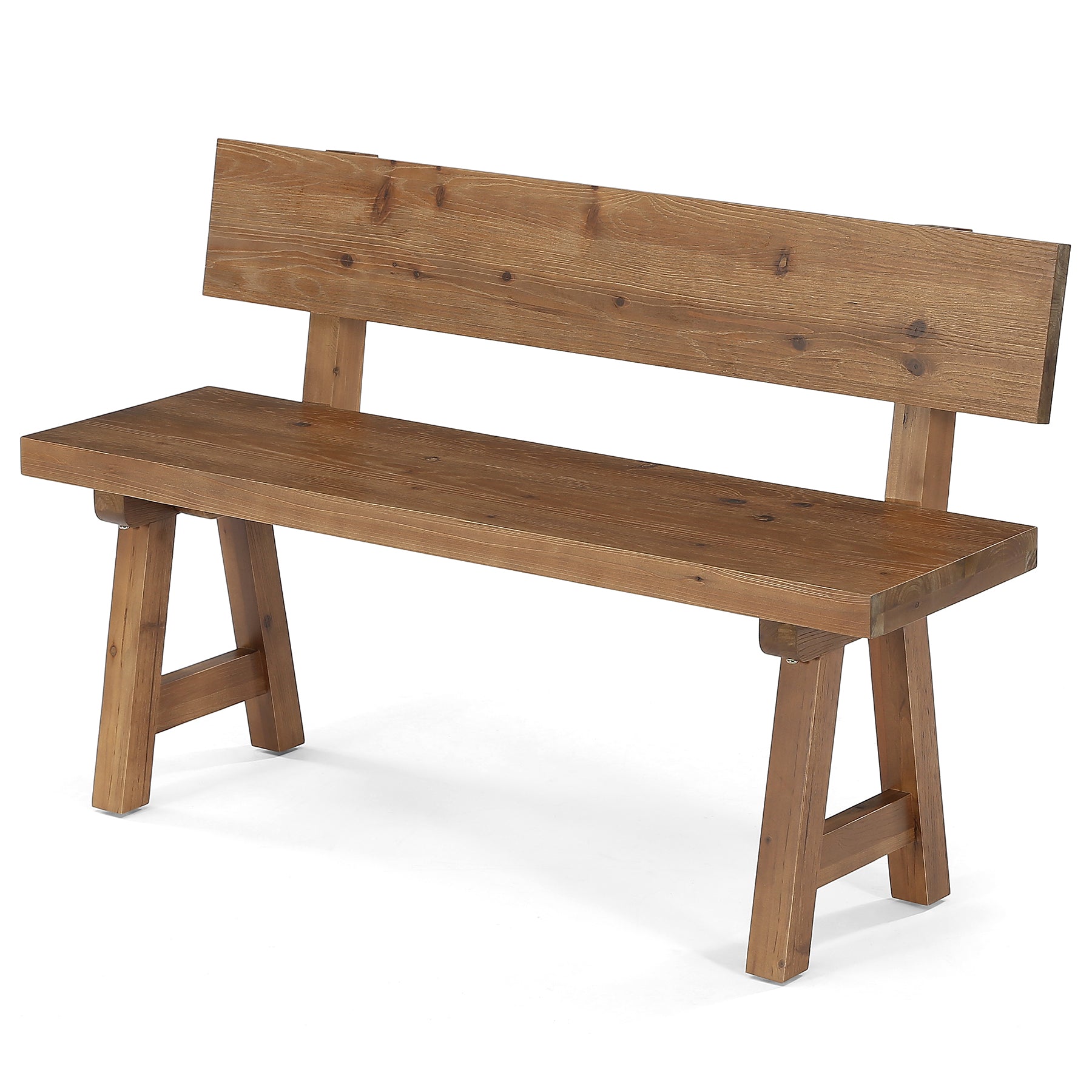 Solid Wood Entryway Bench, Farmhouse Indoor Bench with Back for Hallway, Living room