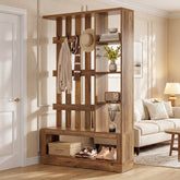 70.9'' Wall Room Divider With Shelves, Freestanding Wall Partition With Coat Rack 3