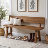 Solid Wood Entryway Bench, Farmhouse Indoor Bench with Back for Hallway, Living room 3