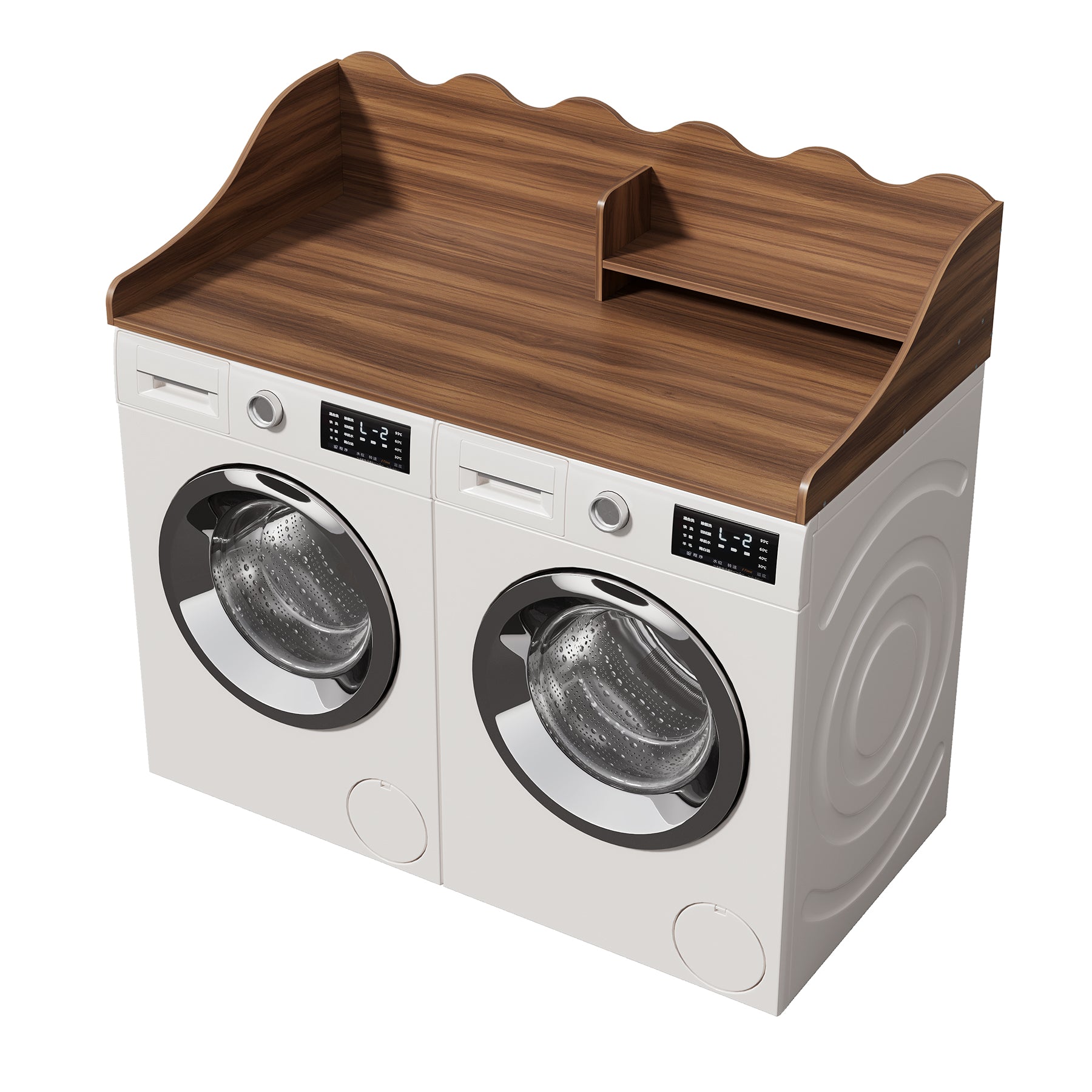 2-Tier Washer Dryer Countertop with Shelf, Wave Edge Laundry Topper for Laundry Room Organization