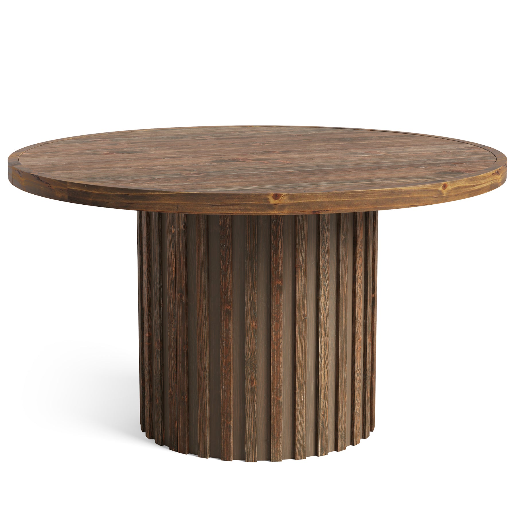 Round Solid Wood Dining Table for 4, 47" Kitchen Table with Fluted Pedestal Base