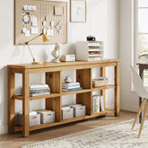 63" Console Table, 3-Tier Solid Wood Sofa Table with 6 Storage Cubes 3