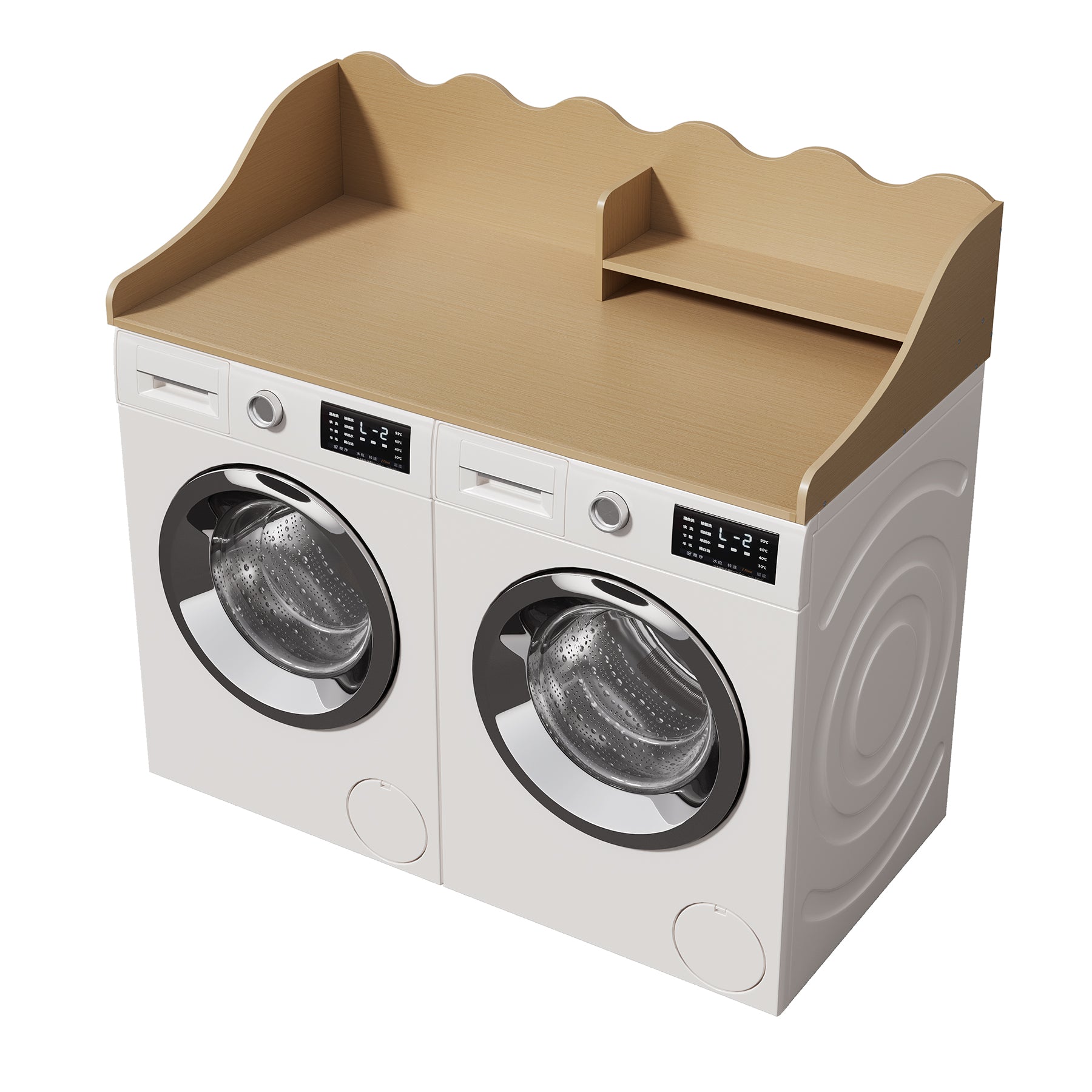 2-Tier Washer Dryer Countertop with Shelf, Wave Edge Laundry Topper for Laundry Room Organization