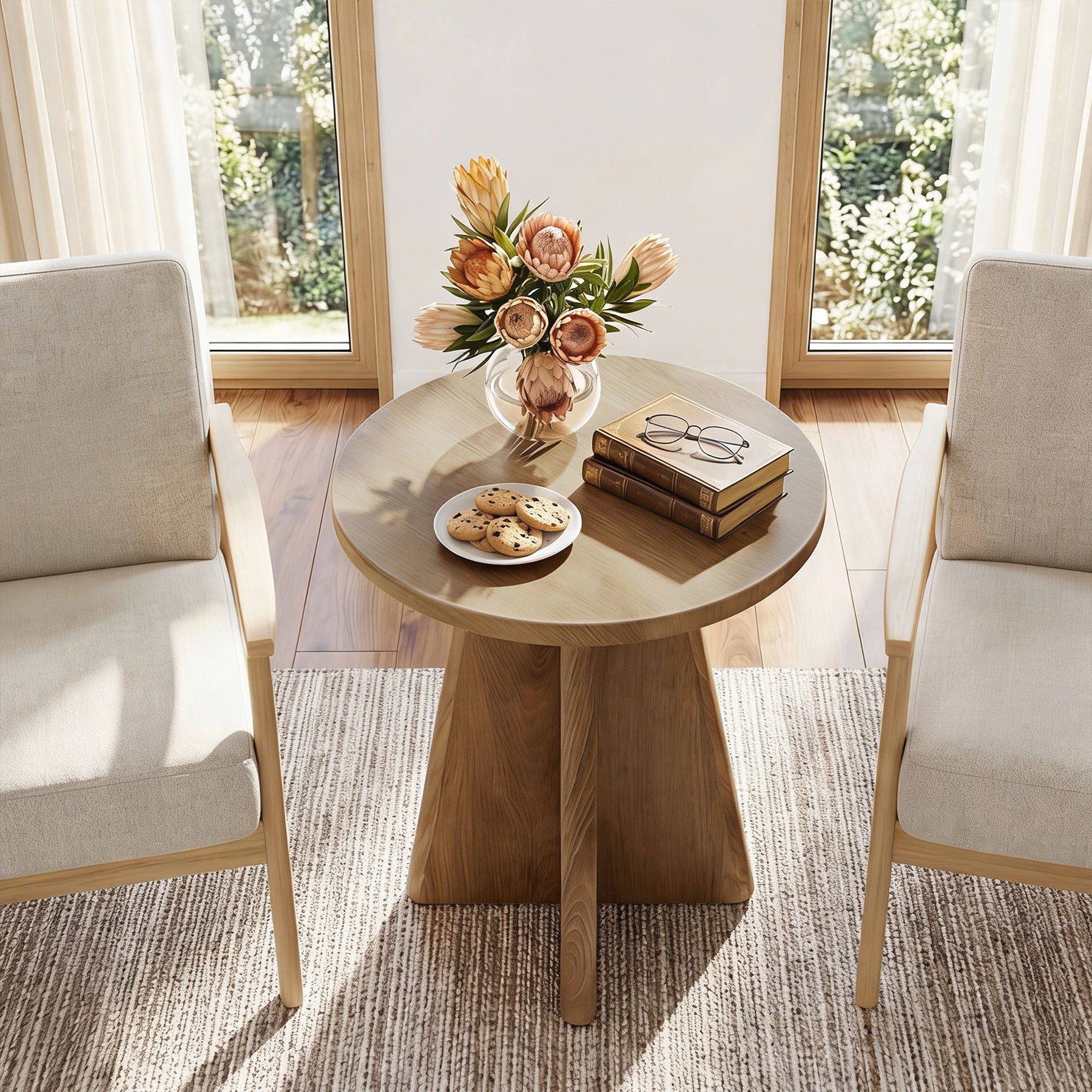 Tribesigns 19.7" Round End Table, Wooden Side Table for Living Room