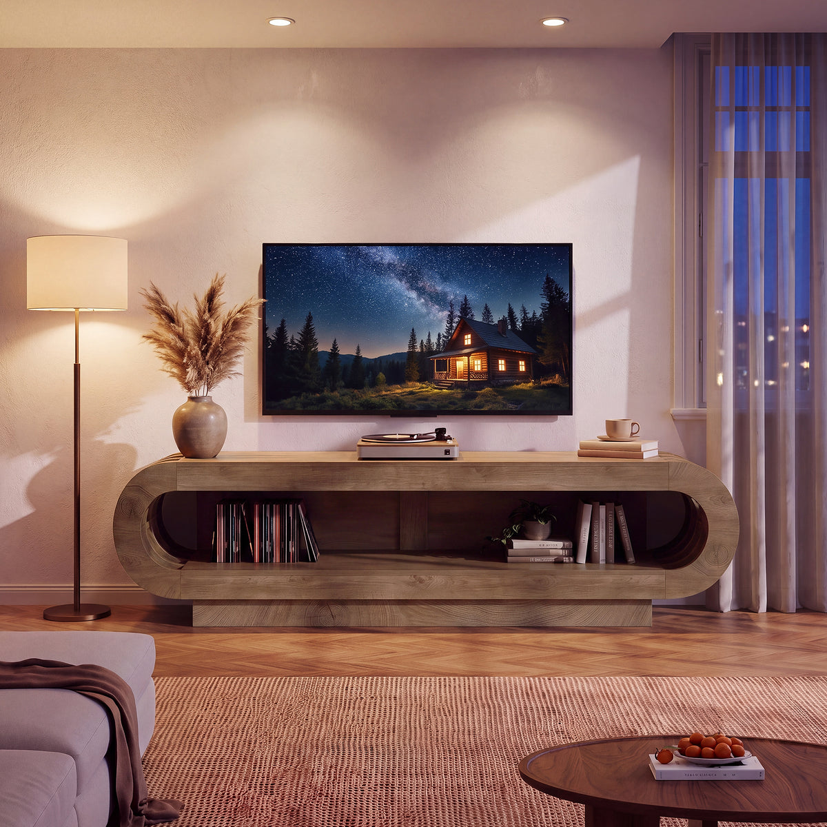 83" Modern TV Stand for TVs Up to 85", 2-Tier Media Console with Open Storage