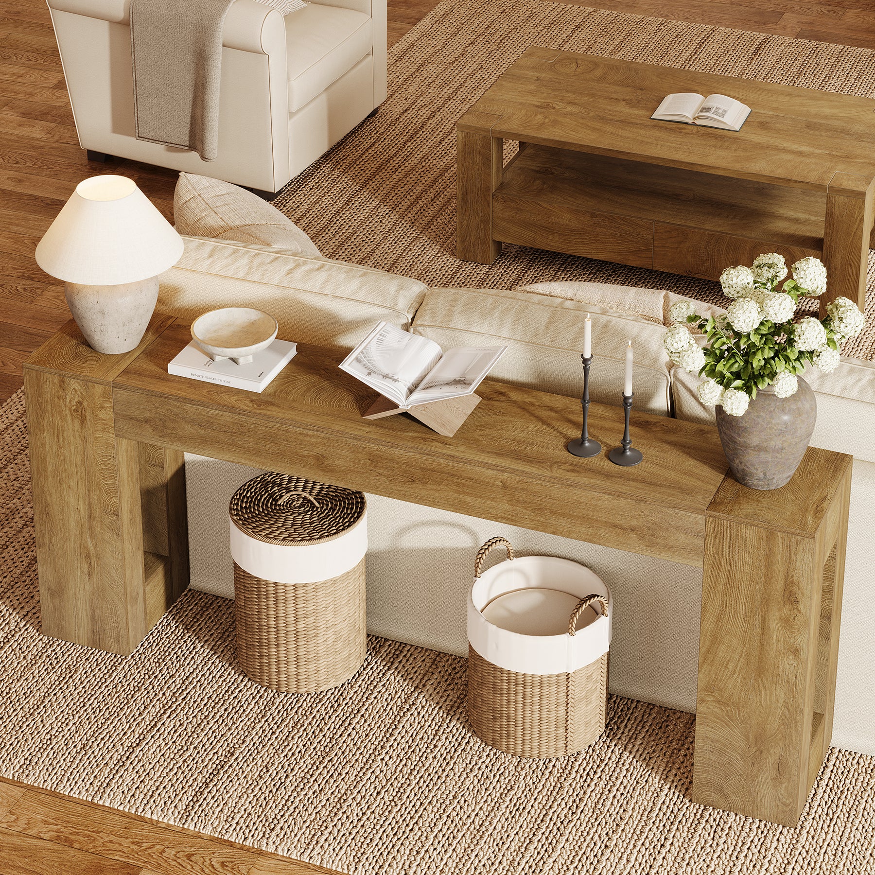 Tribesigns 78.74" Console Table, Modern Geometric Sofa Table for Entryway