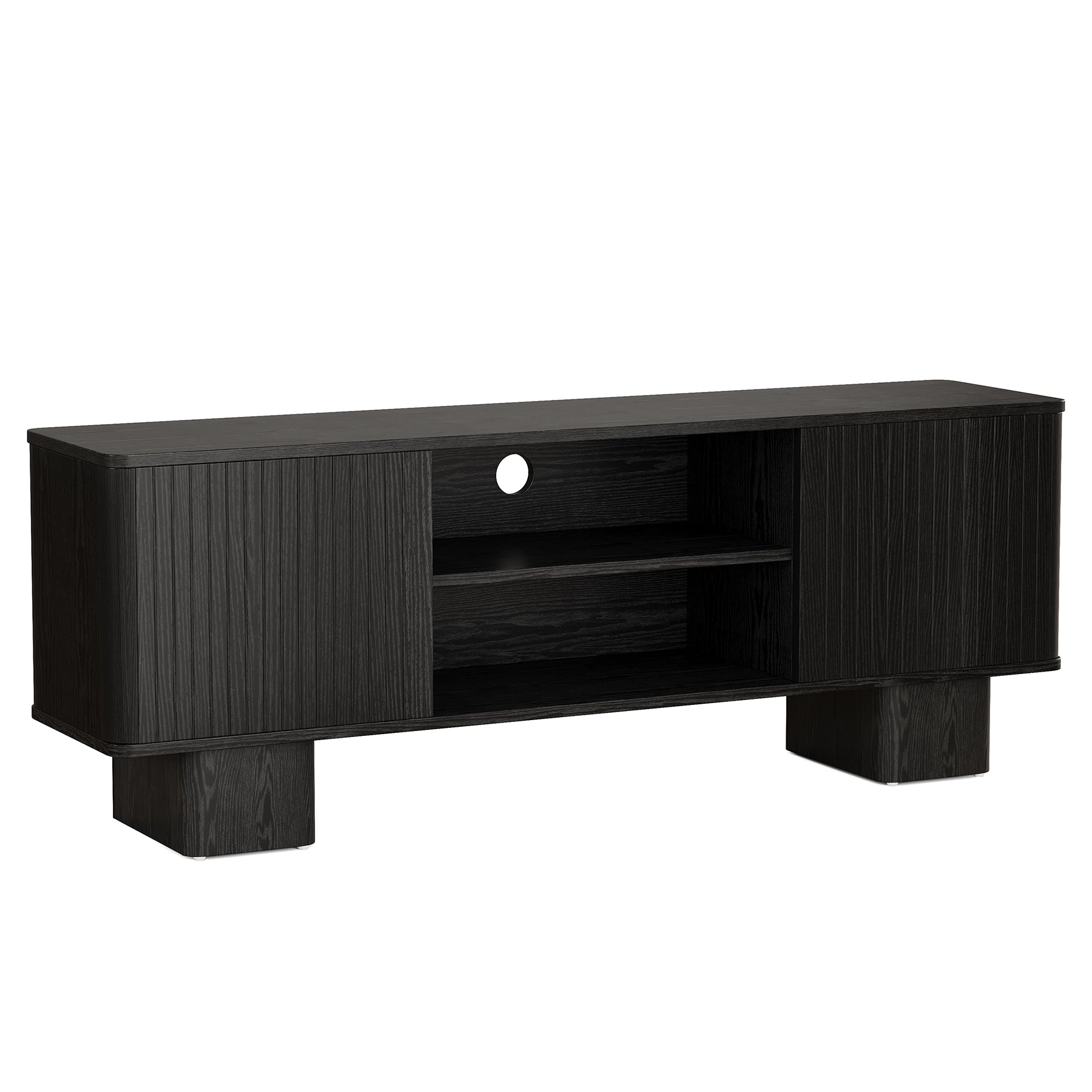 63" TV Stand for TVs Up To 70", Entertainment Center With Fluted Door & Hidden Storage