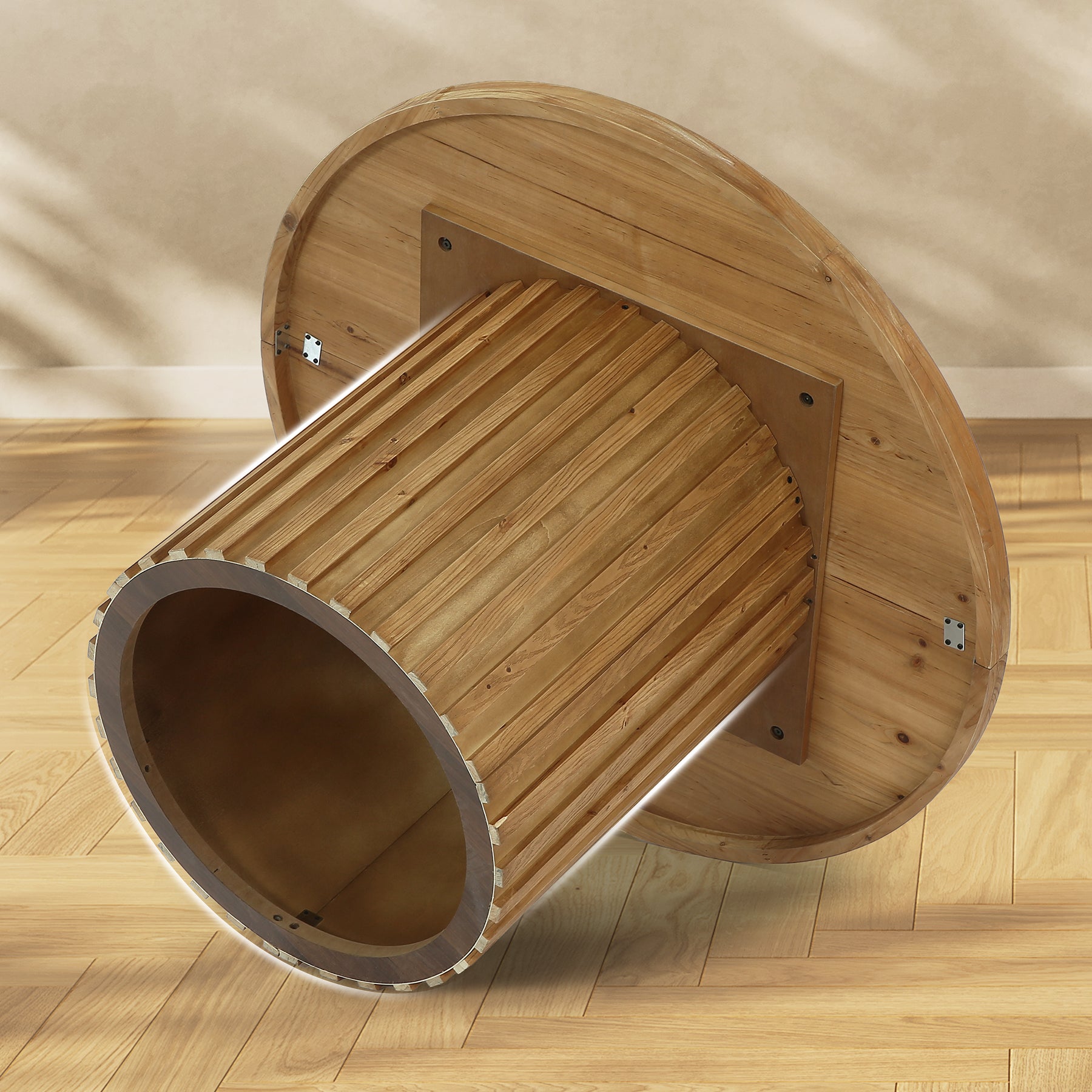 Round Solid Wood Dining Table for 4, 47" Kitchen Table with Fluted Pedestal Base