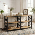 3-Tier Console Table, 70.9" Industrial Sofa Foyer Table for Living Room