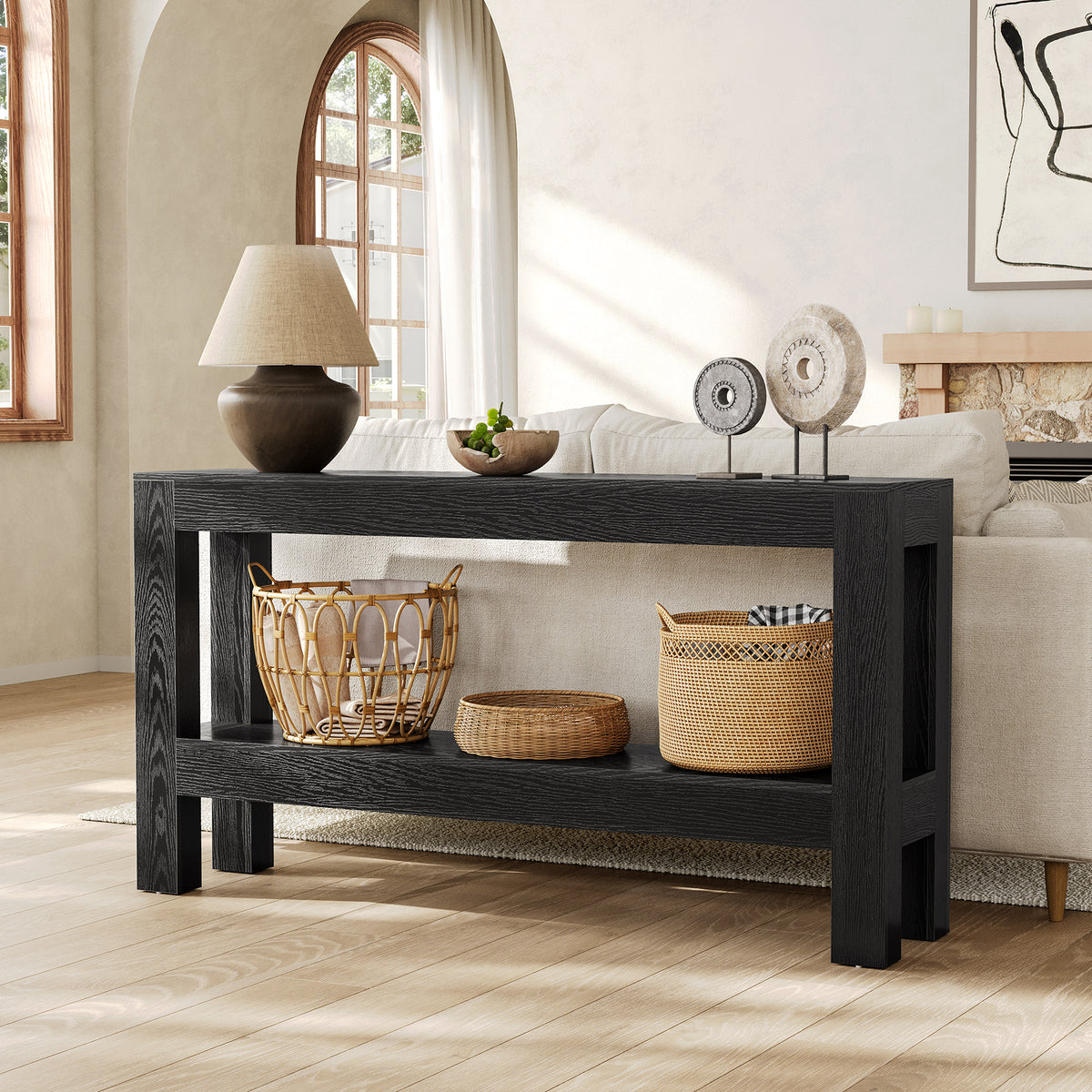 Tribesigns 63" Console Table, Farmhouse 2-Tier Entryway Sofa Table ...