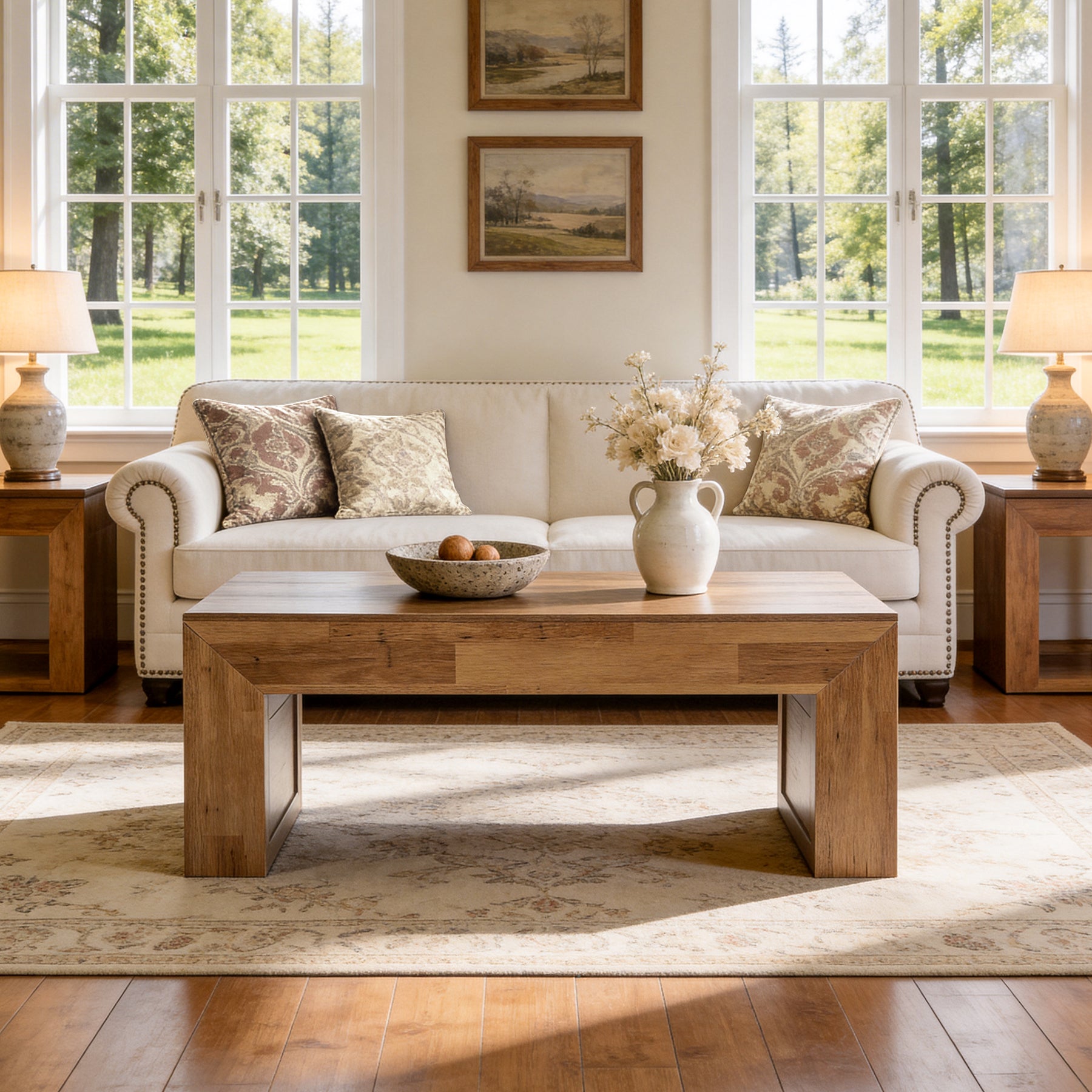 Tribesigns 47" Farmhouse Coffee Table, Wooden Center Table for Living Room