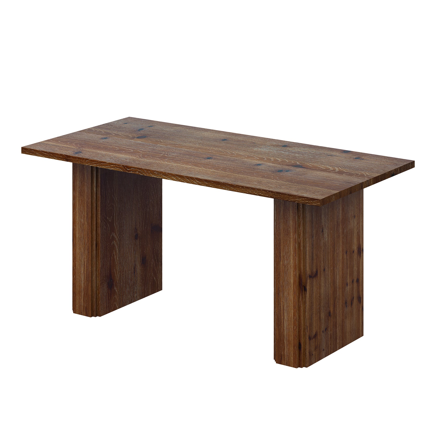 63” Solid Wood Farmhouse Dining Table for 4–6, Rectangular Kitchen Table with Pedestal Base