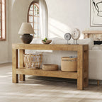 63" Console Table, Farmhouse 2-Tier Entryway Table Sofa Table