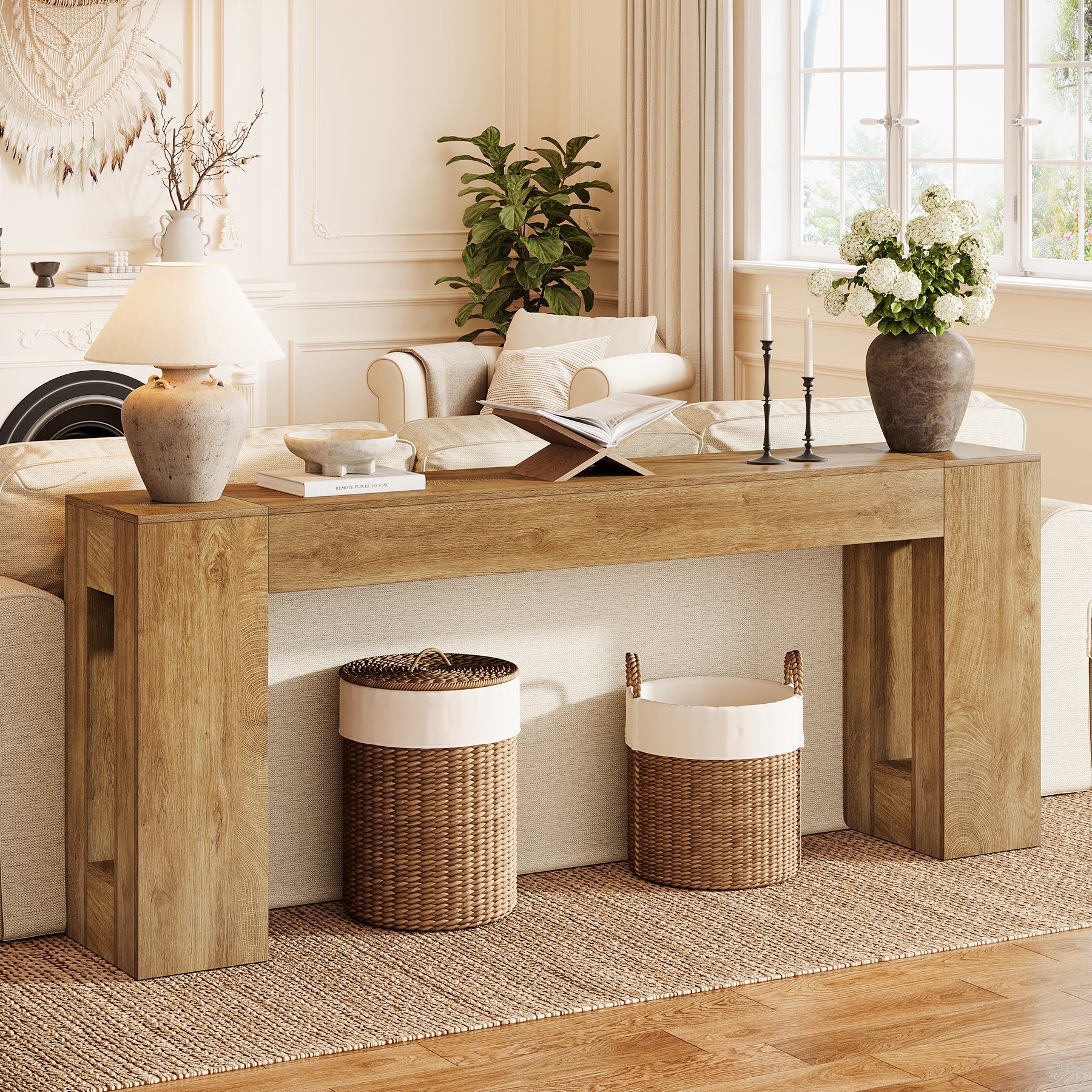 Tribesigns 78.74" Console Table, Modern Geometric Sofa Table for Entryway