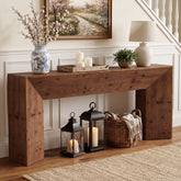 70.9"Solid Wood Console Table, Farmhouse Entryway Table with Hidden Back Storage for Hallway 3