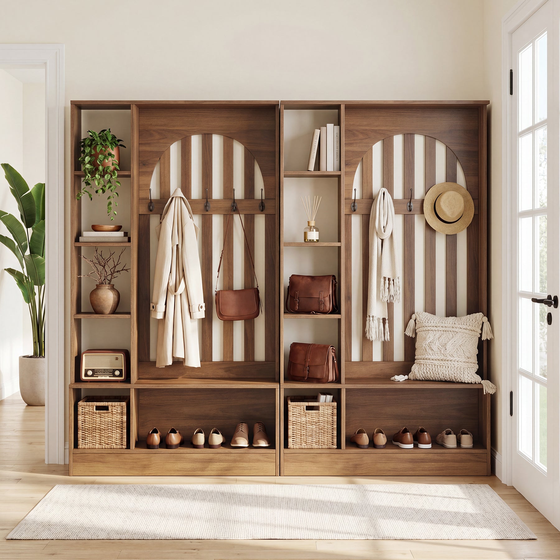 70.9" Tall Room Divider, Freestanding Wall Divider Partition with Storage Shelves