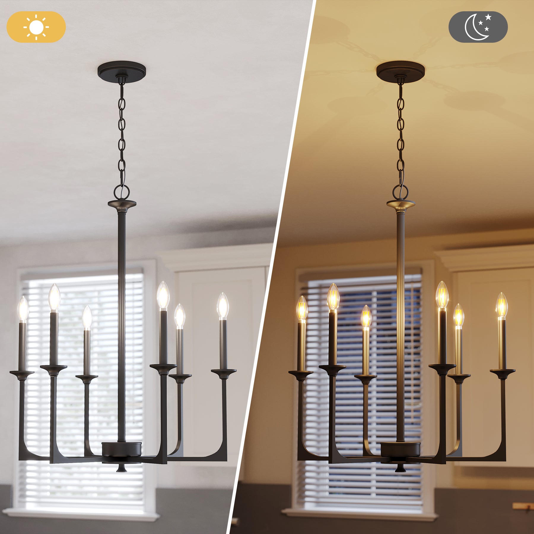 6-Light Chandeliers, 27" Pendant Light Fixtures Industrial Lighting