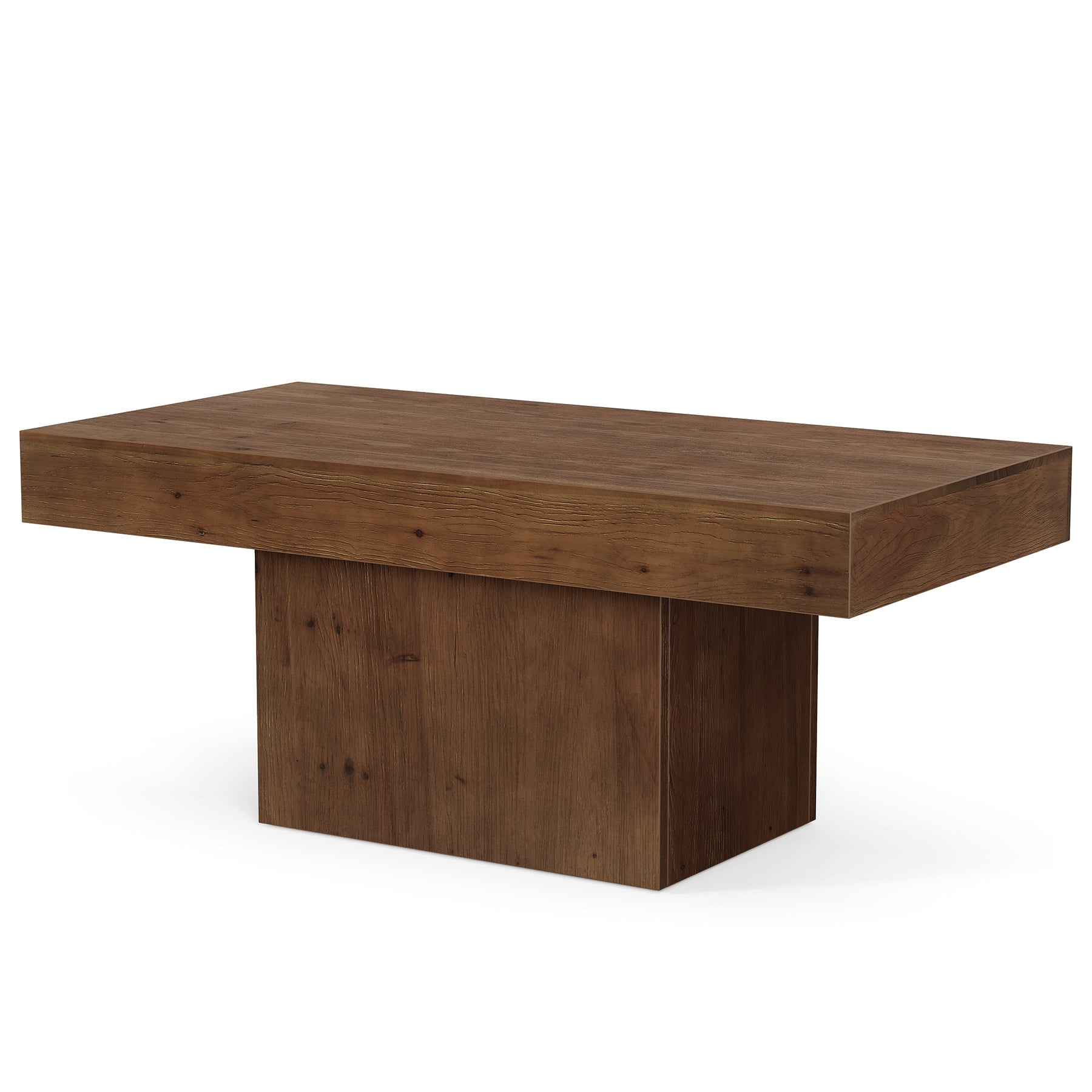 47.24" Solid Wood Coffee Table, Rectangle Center Table with Sturdy Pedestal
