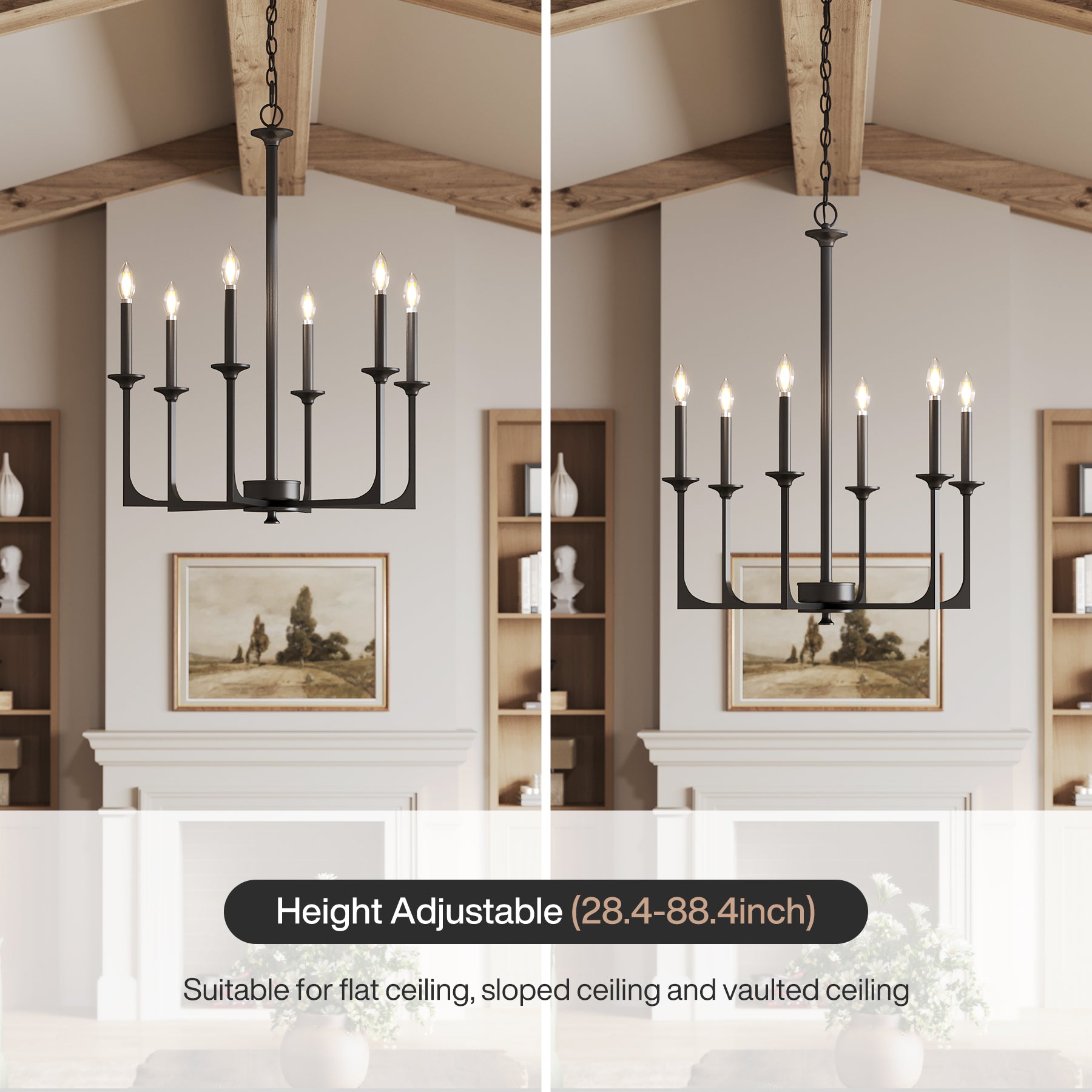 6-Light Chandeliers, 27" Pendant Light Fixtures Industrial Lighting