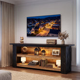 63-Inch Farmhouse TV Stand with X-Shaped Side Panels, Black Entertainment Center for Living Room 3