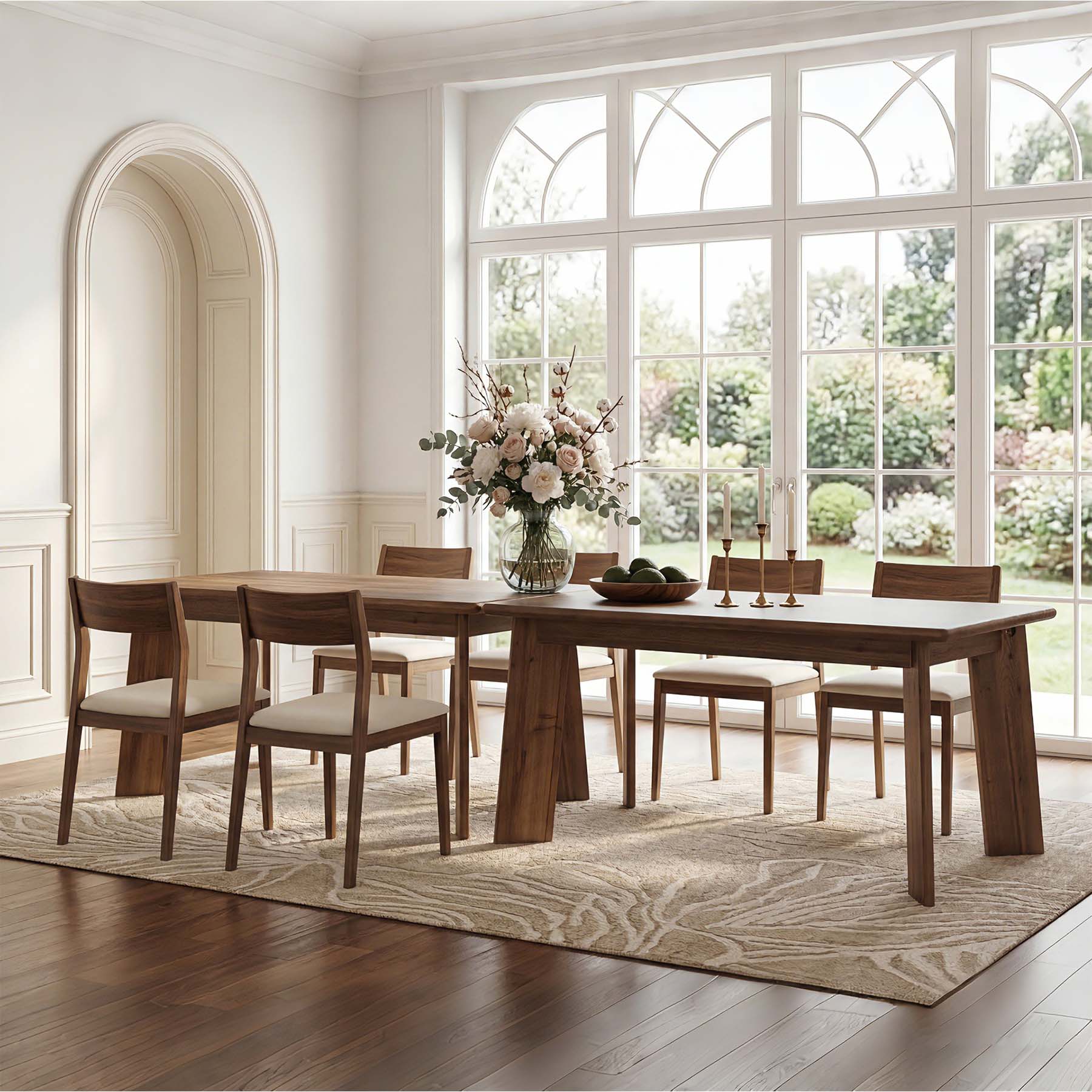 63" Solid Wood Dining Table for 4-6, Rectangular Farmhouse Kitchen & Dining Room Table with Angled Legs, Vintage Style
