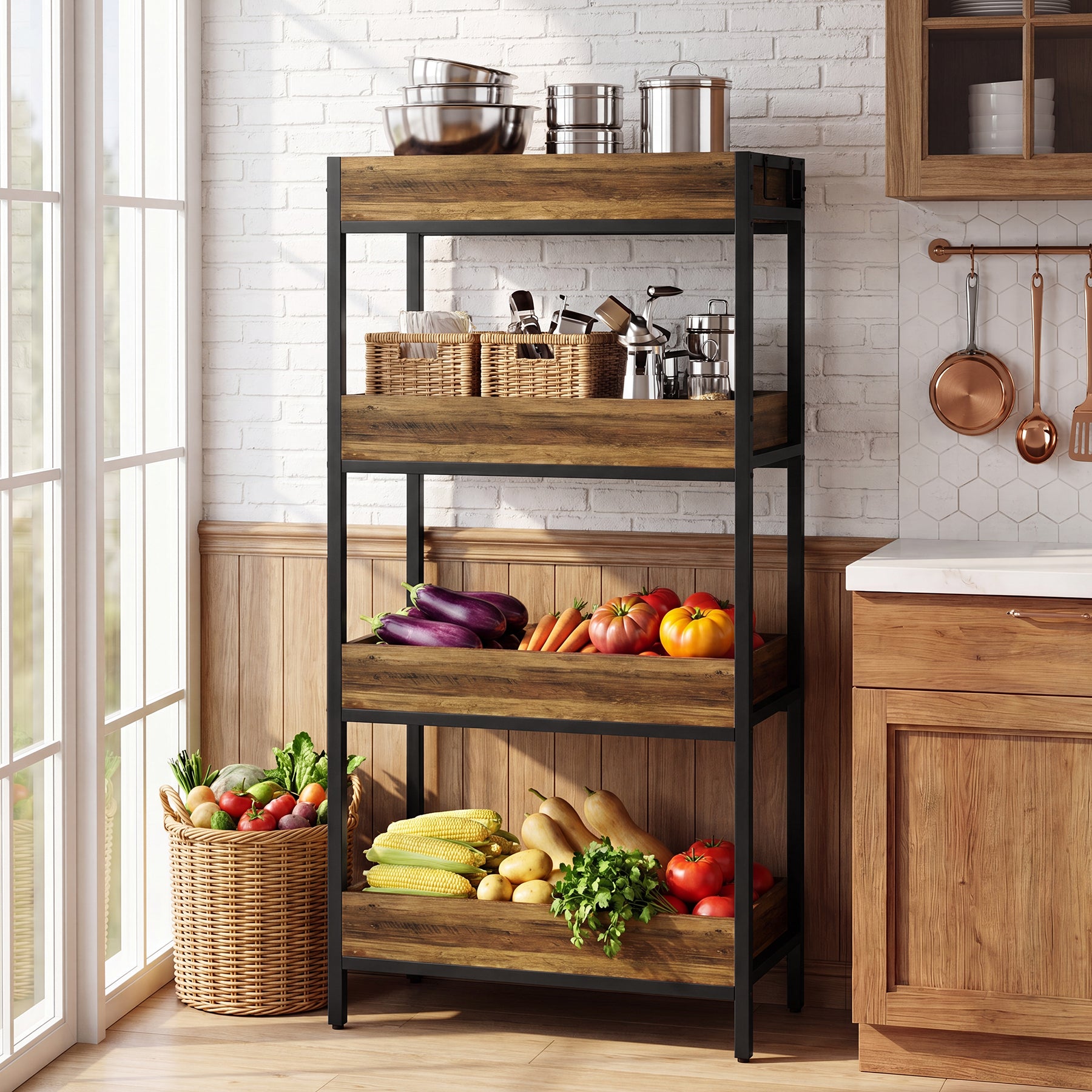 Tribesigns 55.1-Inch 4-Tier Bookshelf with Metal Frame, Free-Standing Bookcase for Living Room and Office
